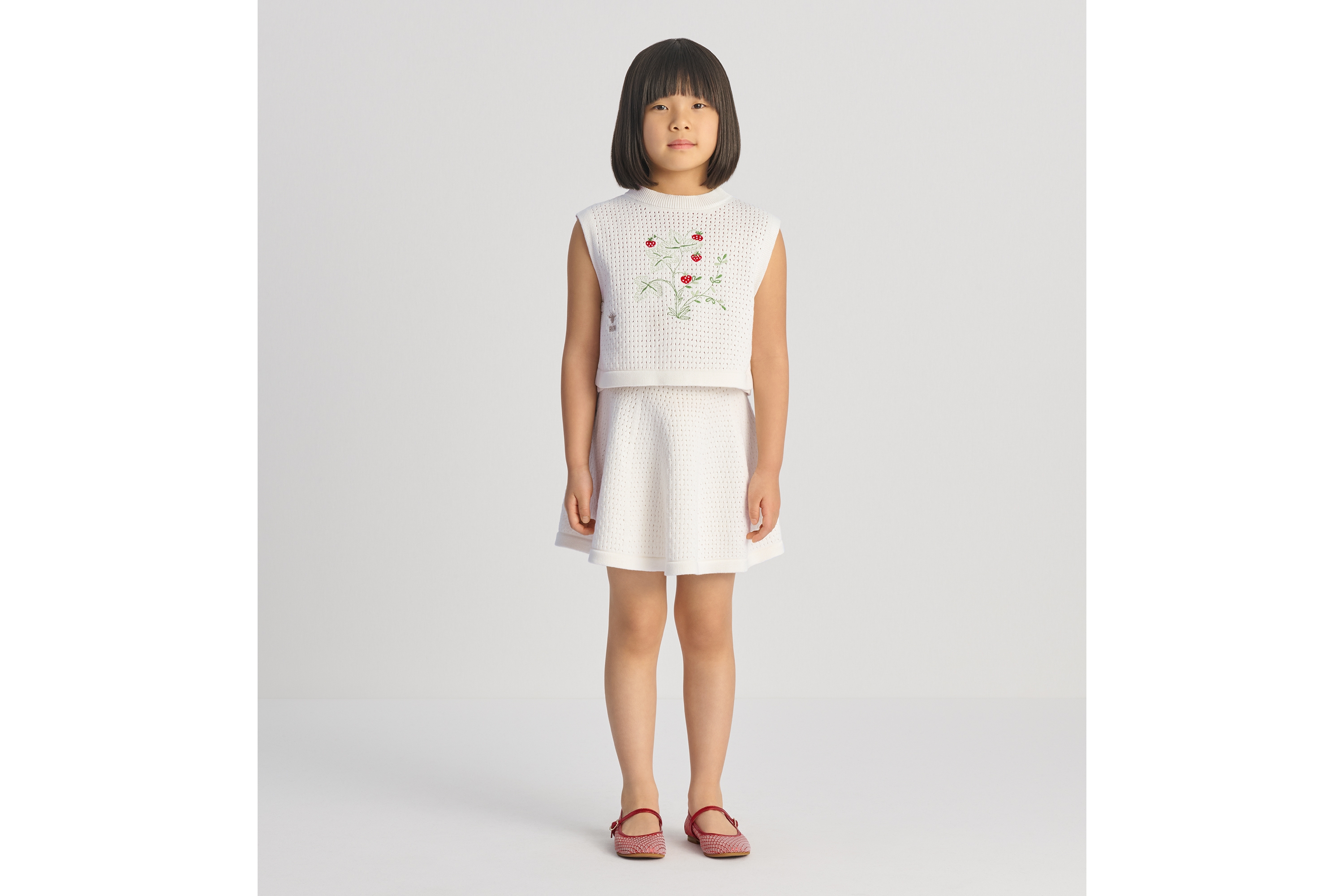 look_image_alt_prefix キッズ ショート スケータースカート オープンワーク コットンニット E01