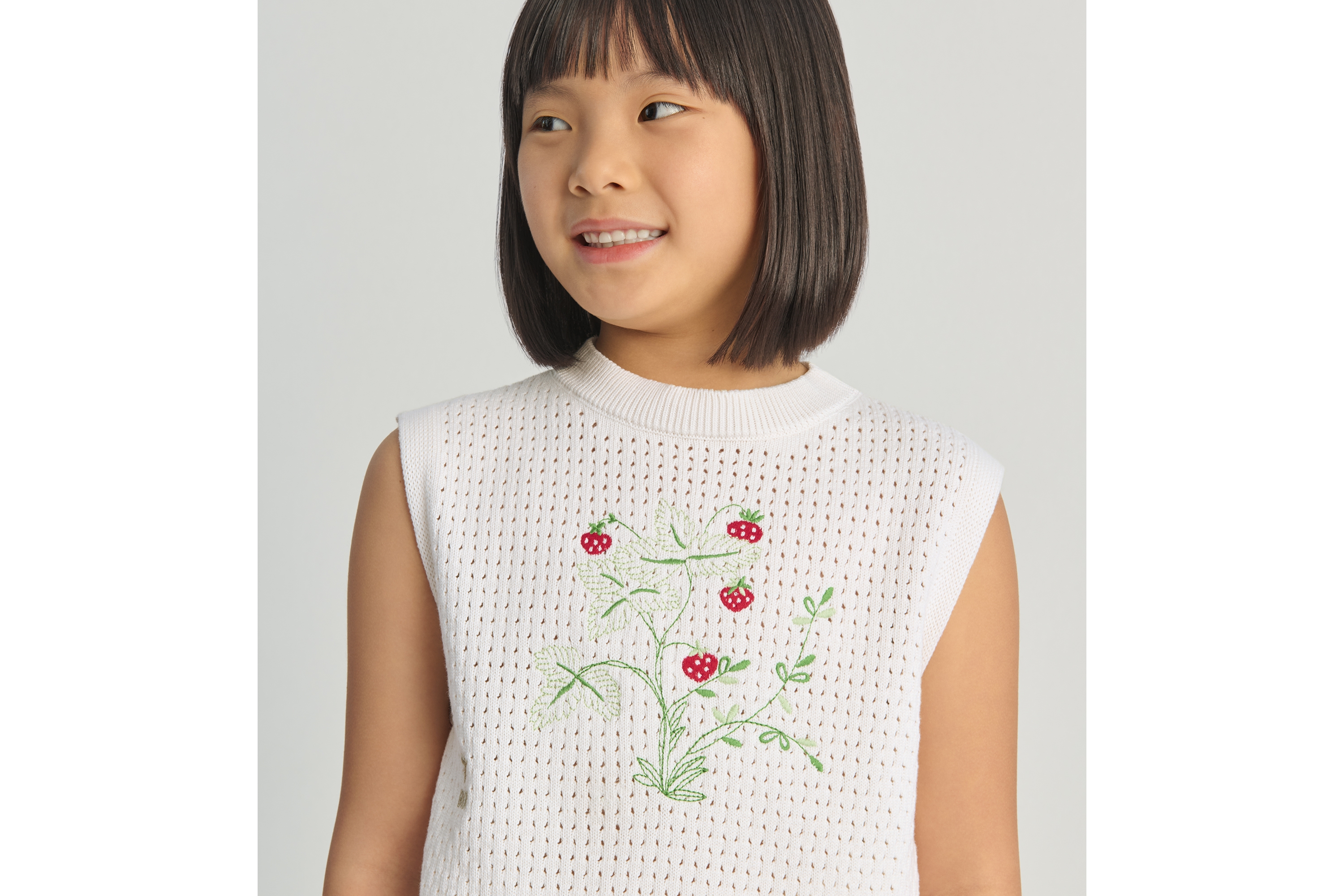 キッズ セーターベスト オープンワーク コットンニット E02