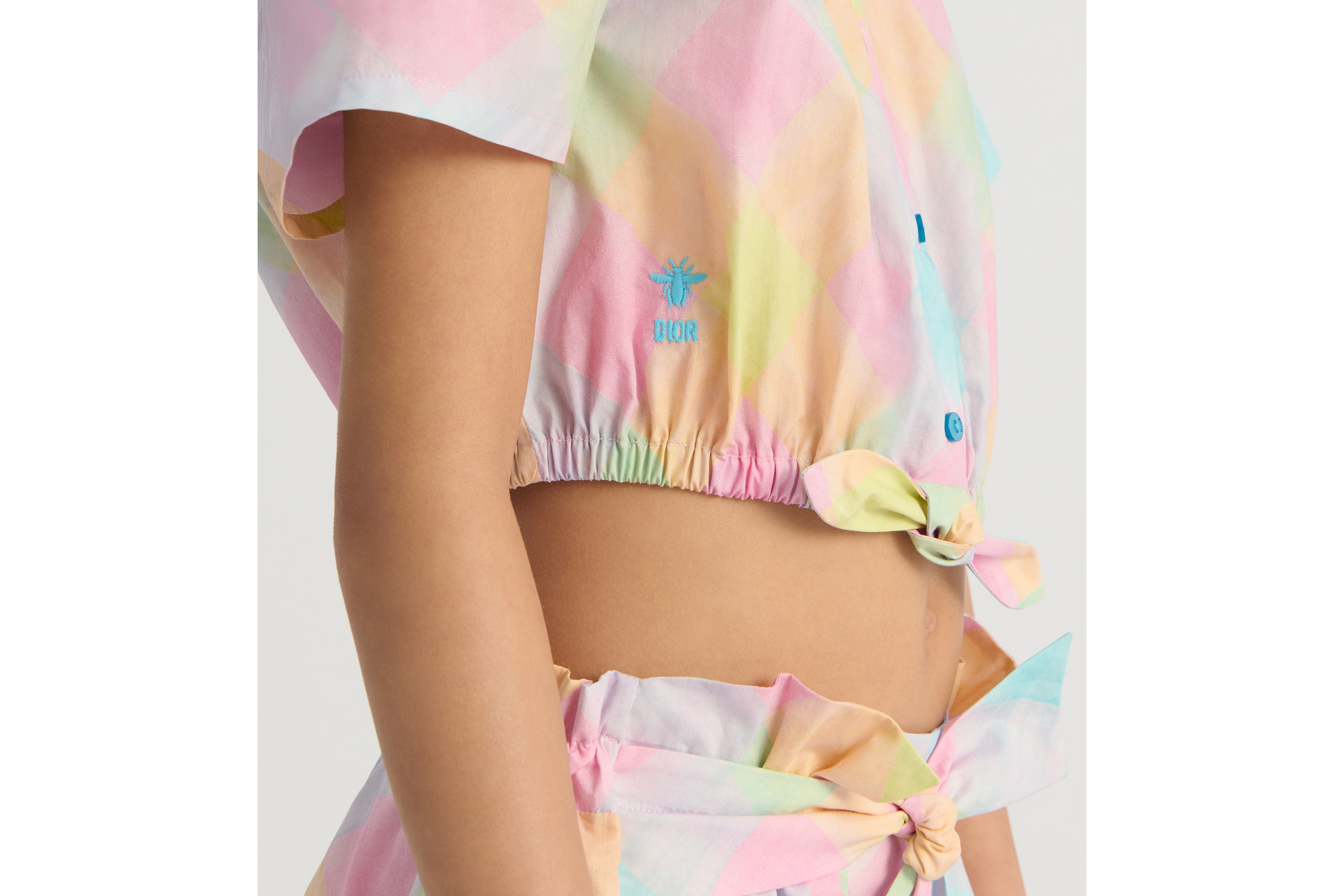 Look Kids' Short-Sleeved Shirt Multicolor Madras-Style Cotton Voile E06