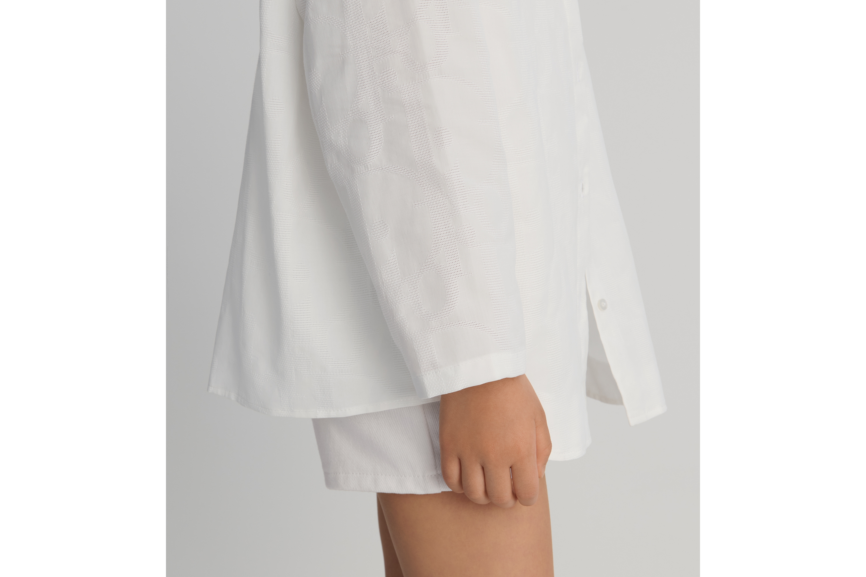 look_image_alt_prefix Shirt voor kinderen Ivoorkleurige katoenvoile met Macro Dior Oblique-jacquard E03