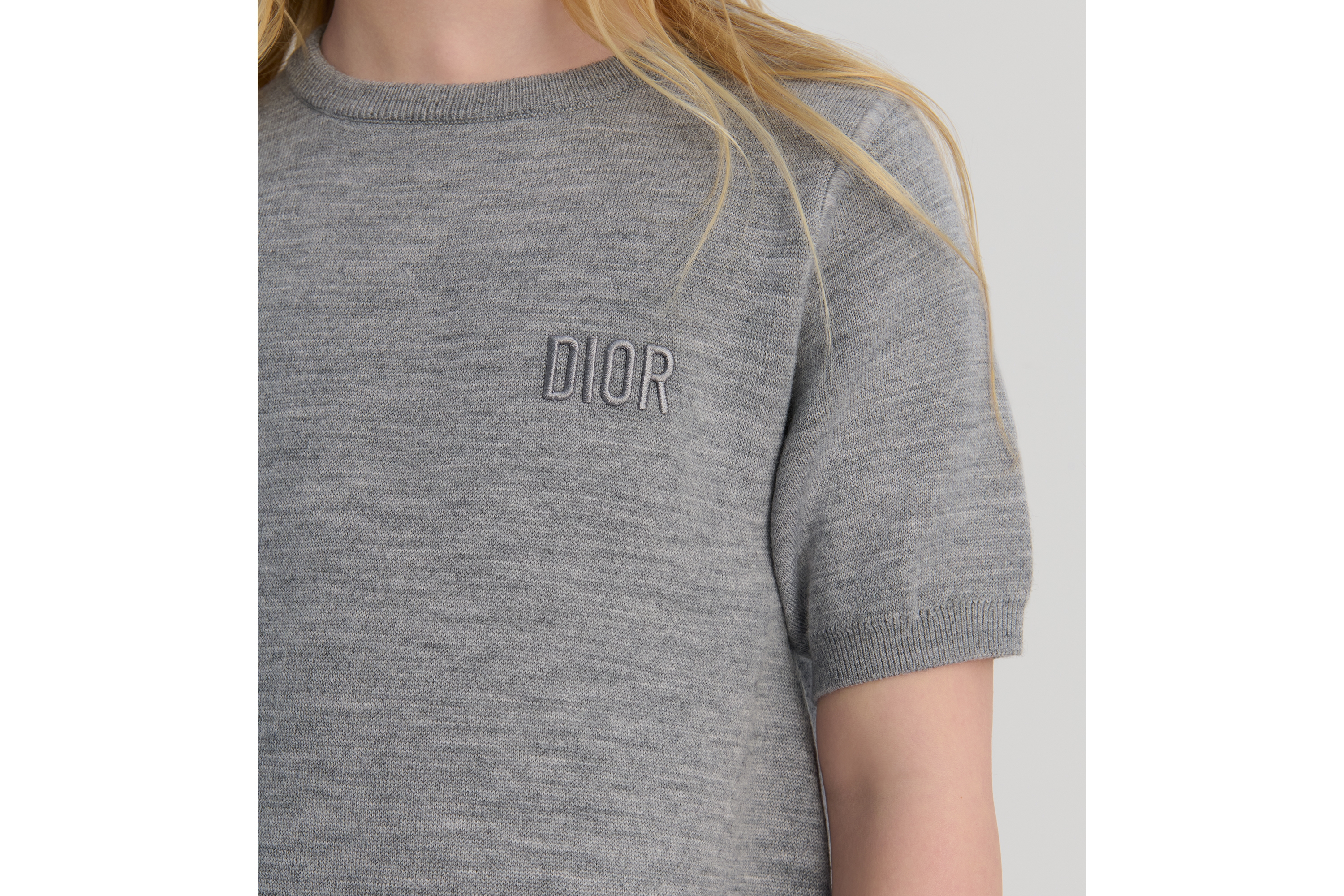 Look Kids' Reversible A-Line Dress Gray Wool Knit and Dior Oblique Jacquard E02