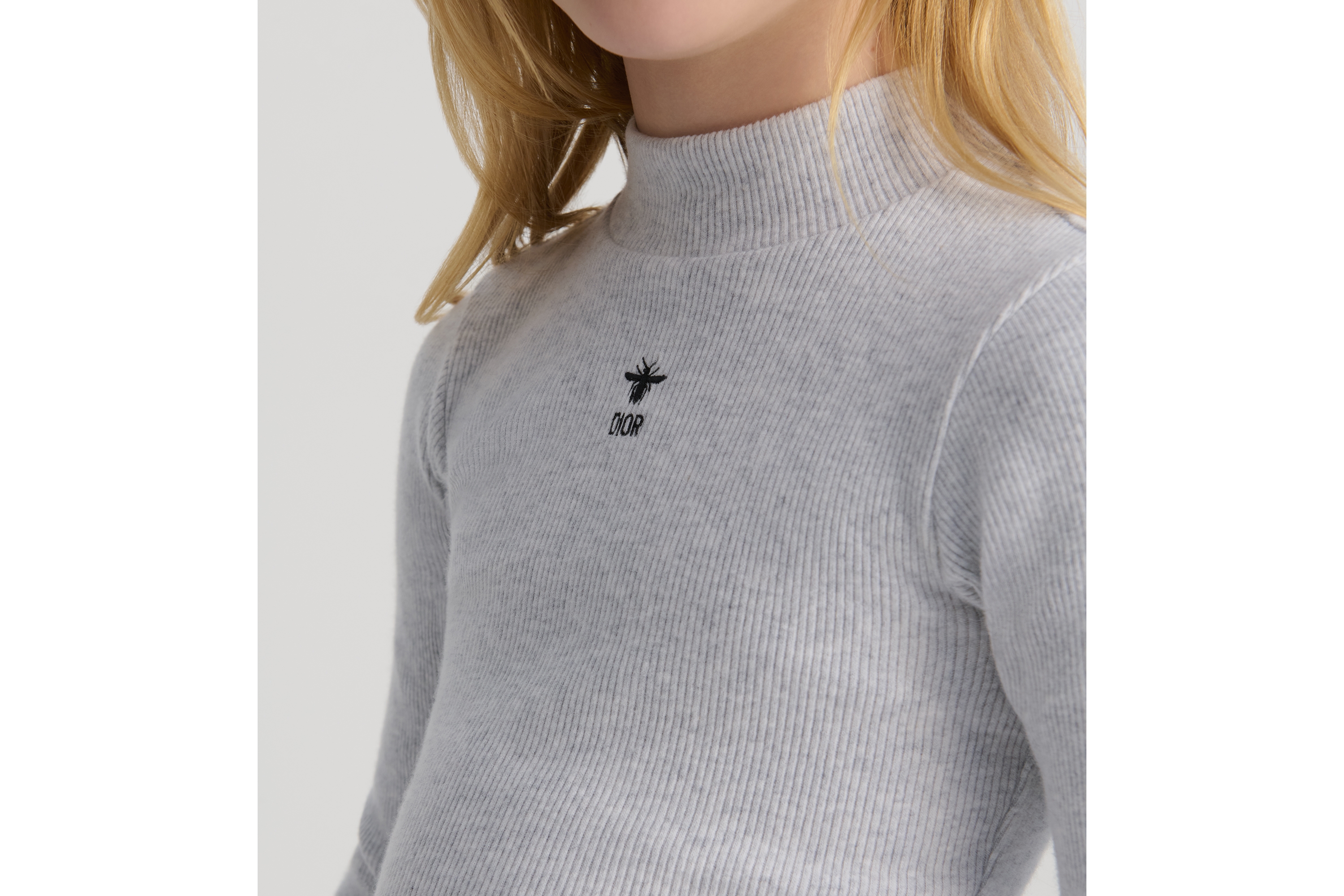 Look Kids' Long-Sleeved T-Shirt Heathered Gray Ribbed Cotton Jersey E03