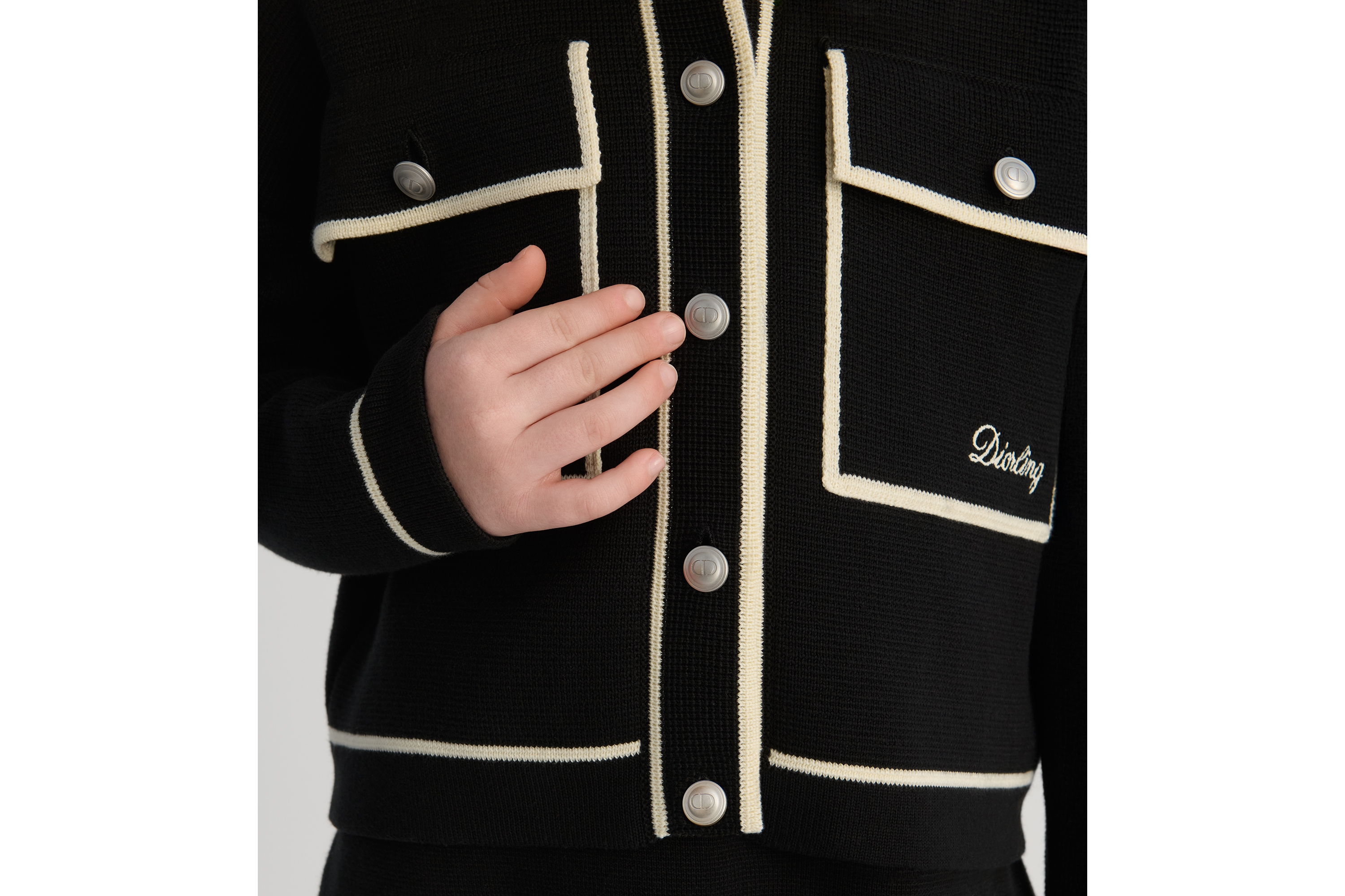 Look Kids' Jacket Black Cotton and Cashmere Punto Milano Knit E02