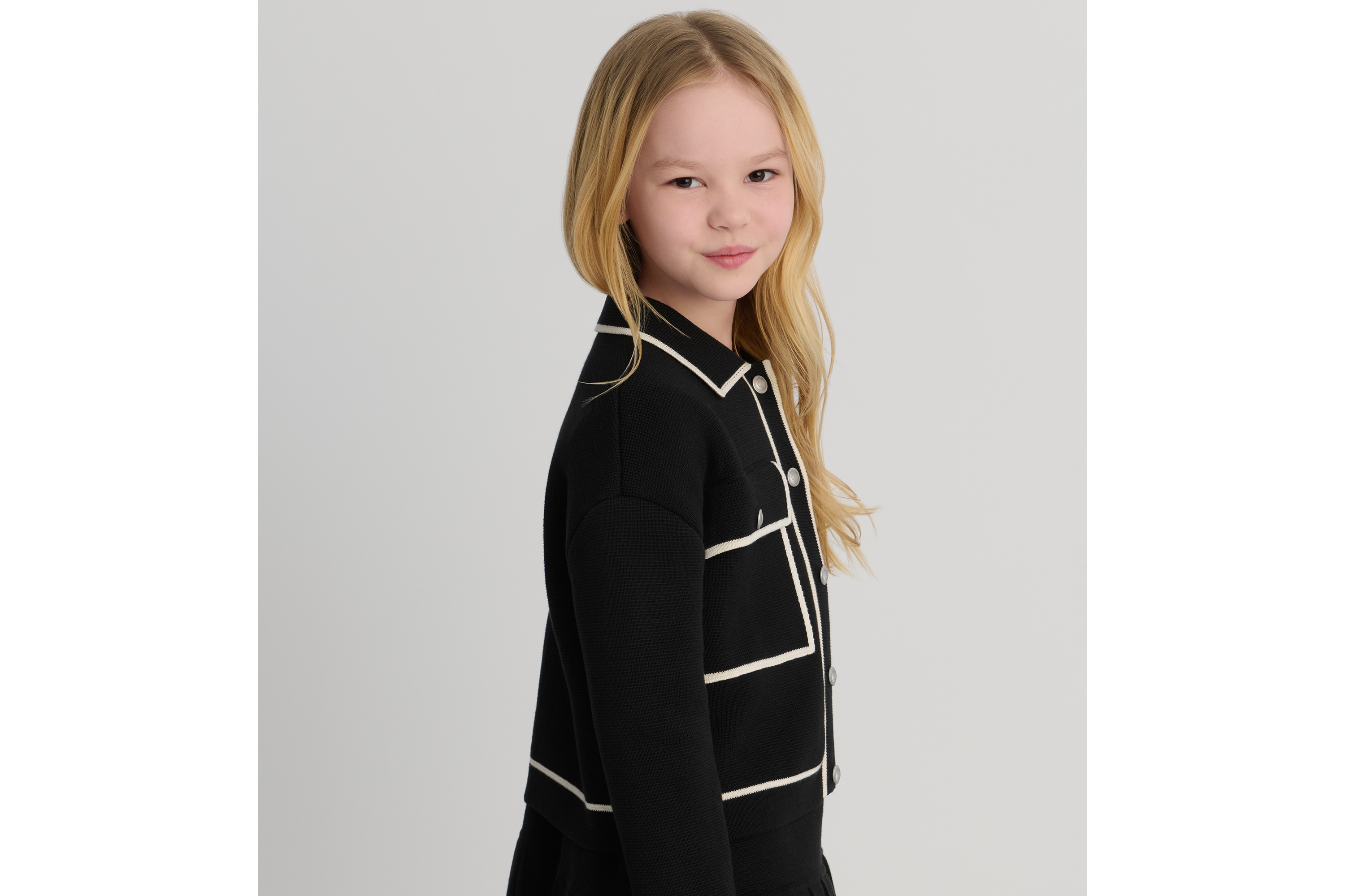 Look Kids' Jacket Black Cotton and Cashmere Punto Milano Knit E03