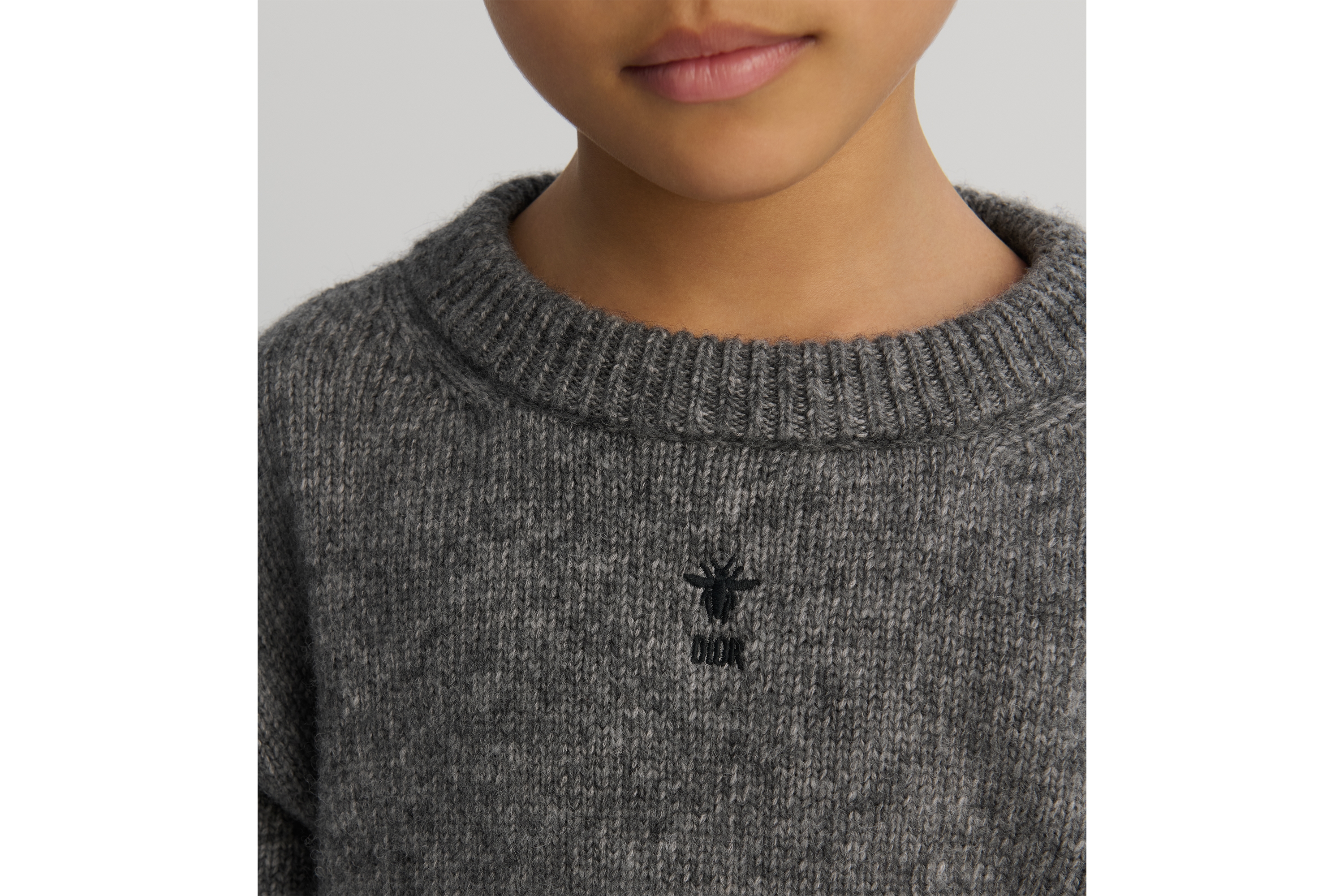 Look Pull à manches courtes enfant Maille de coton, laine et alpaga gris chiné E03