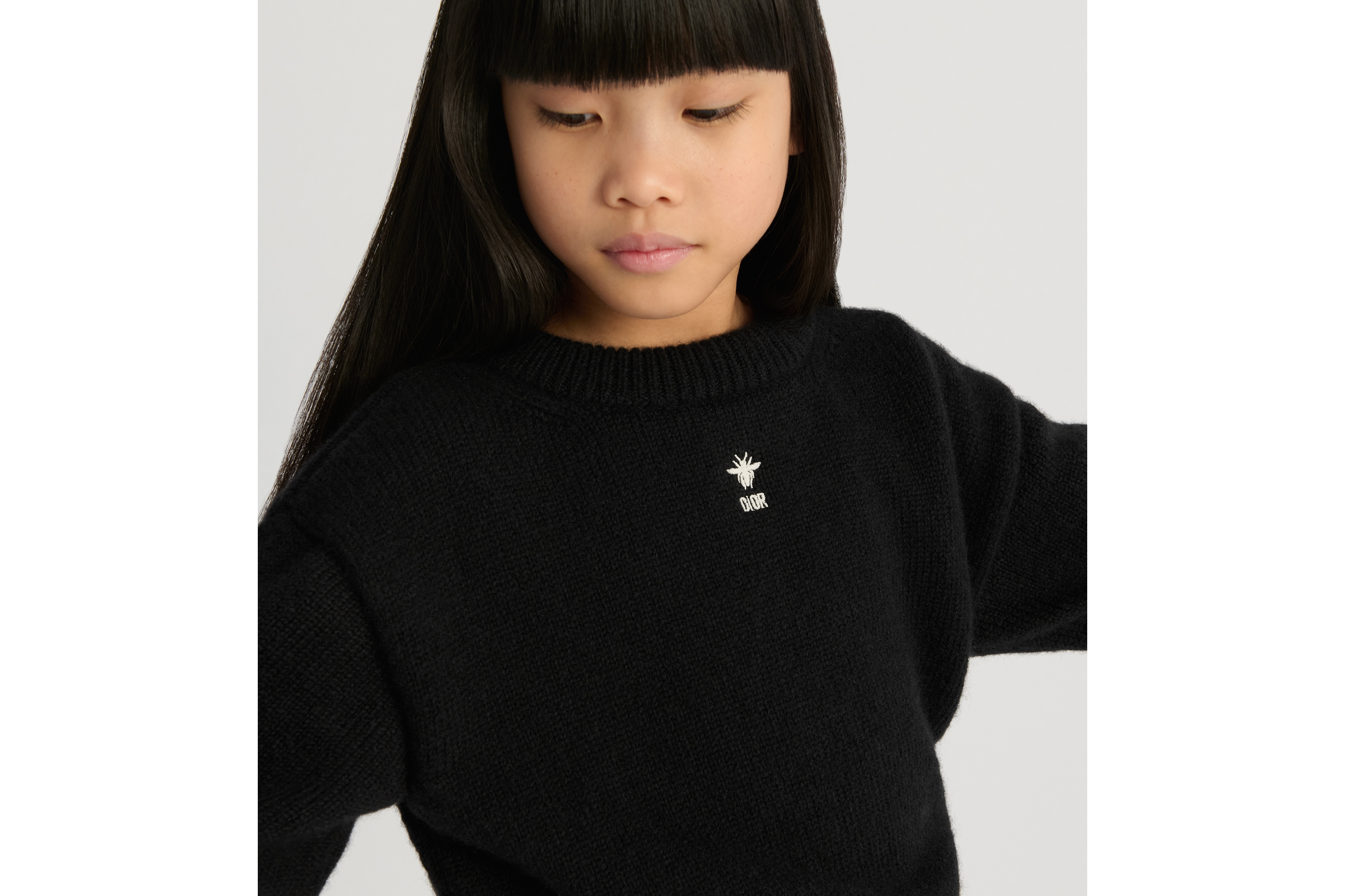Look Kids' Short-Sleeved Sweater Black Cotton, Wool and Alpaca Knit E02
