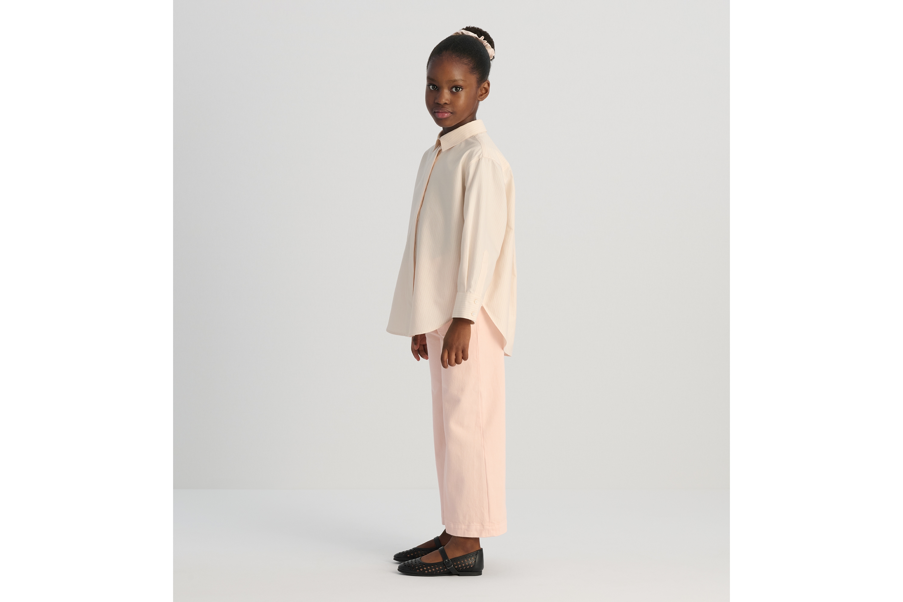 Look Kids' Wide-Leg Pants Pale Pink Stonewashed Cotton Gabardine E08