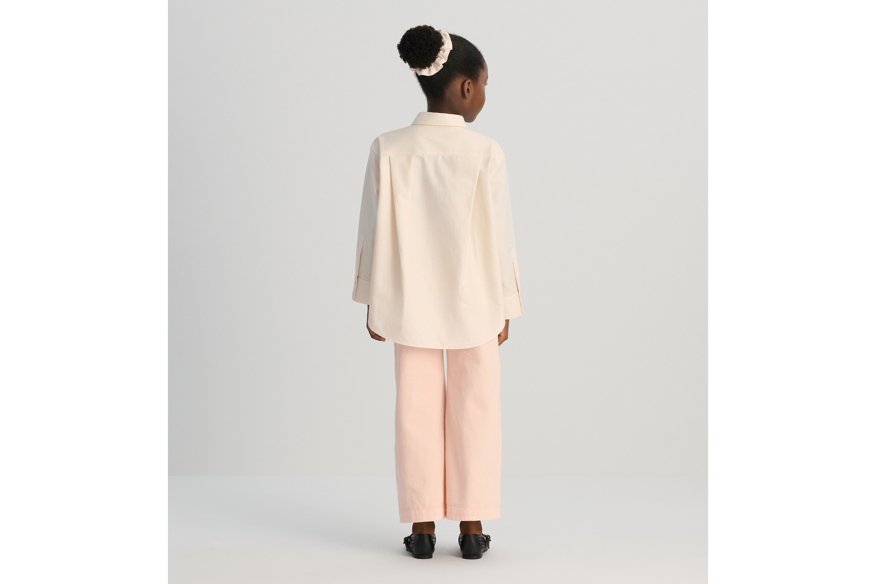 Look Kids' Wide-Leg Pants Pale Pink Stonewashed Cotton Gabardine E09