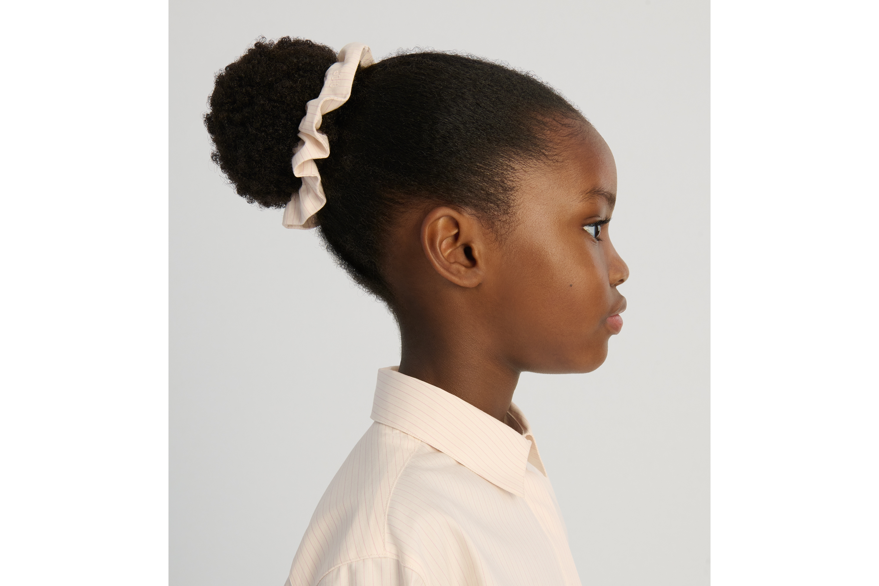 Look Kids' Scrunchies Black Satin, Ivory Cotton Poplin with Pale Pink Stripes and Gray, Pink and Silver-Tone Wool Blend with Prince of Wales Motif E26