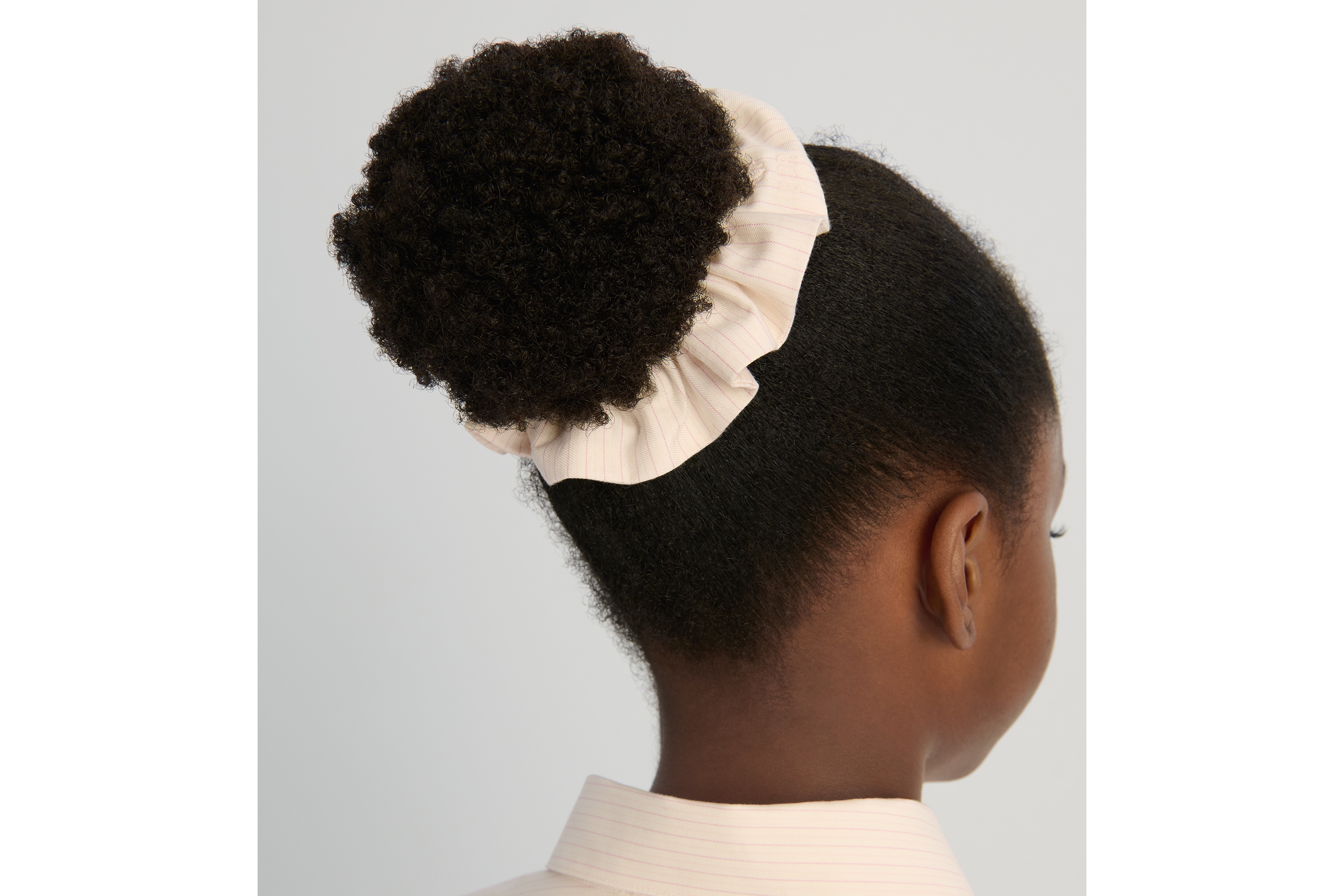 Look Kids' Scrunchies Black Satin, Ivory Cotton Poplin with Pale Pink Stripes and Gray, Pink and Silver-Tone Wool Blend with Prince of Wales Motif E27