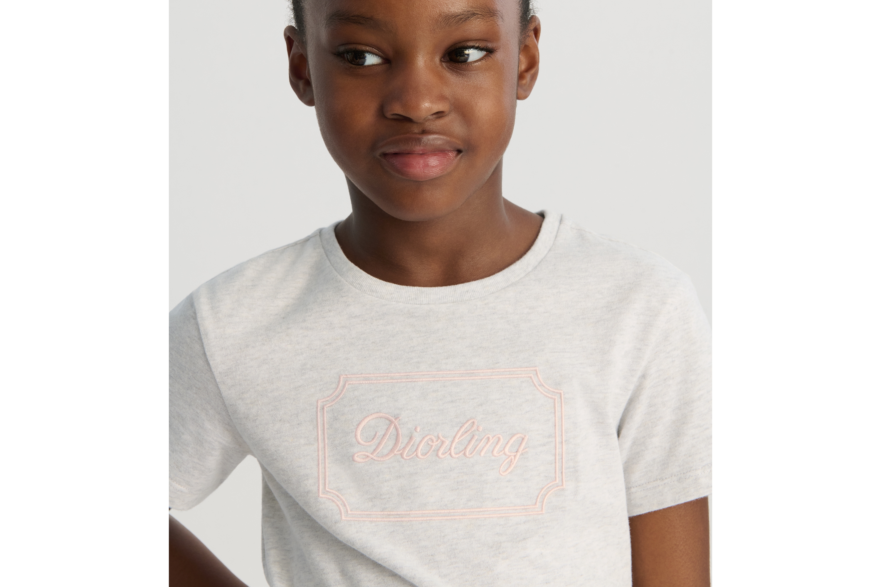 童裝 T 恤 花灰色純棉平紋布 E07