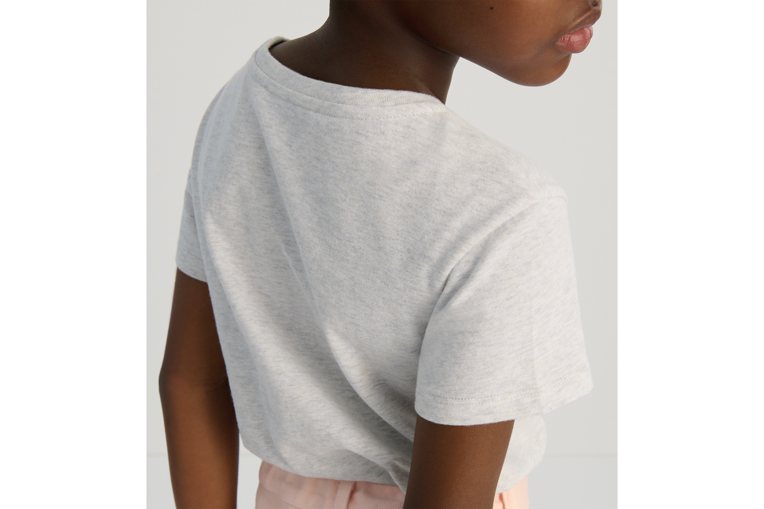 童裝 T 恤 花灰色純棉平紋布 E09