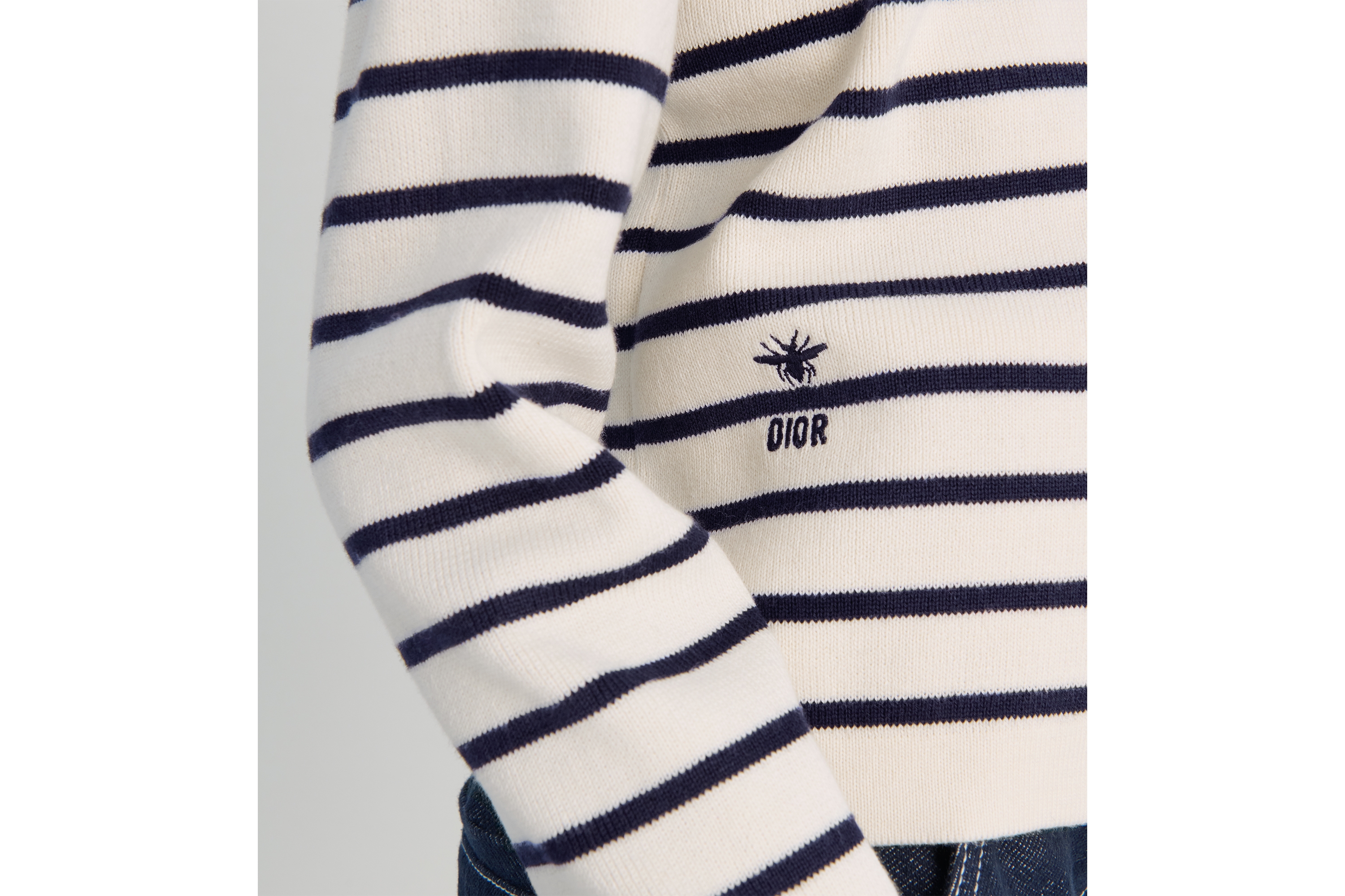 Look Kids' Cardigan Ivory Cotton and Cashmere Knit with Navy Blue Stripes E04