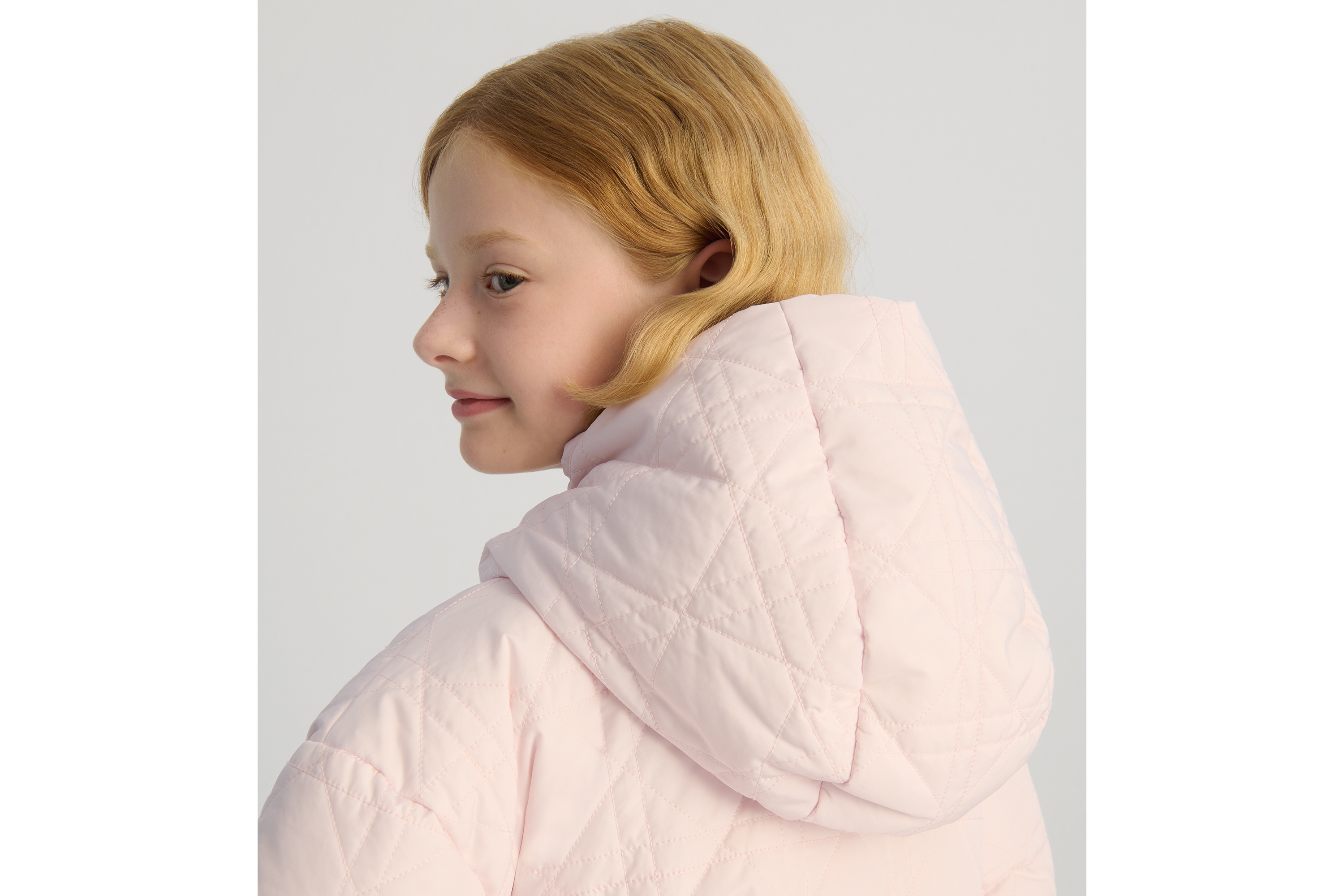 Look Kids' Hooded Down Jacket Pale Pink Cannage Technical Fabric E03
