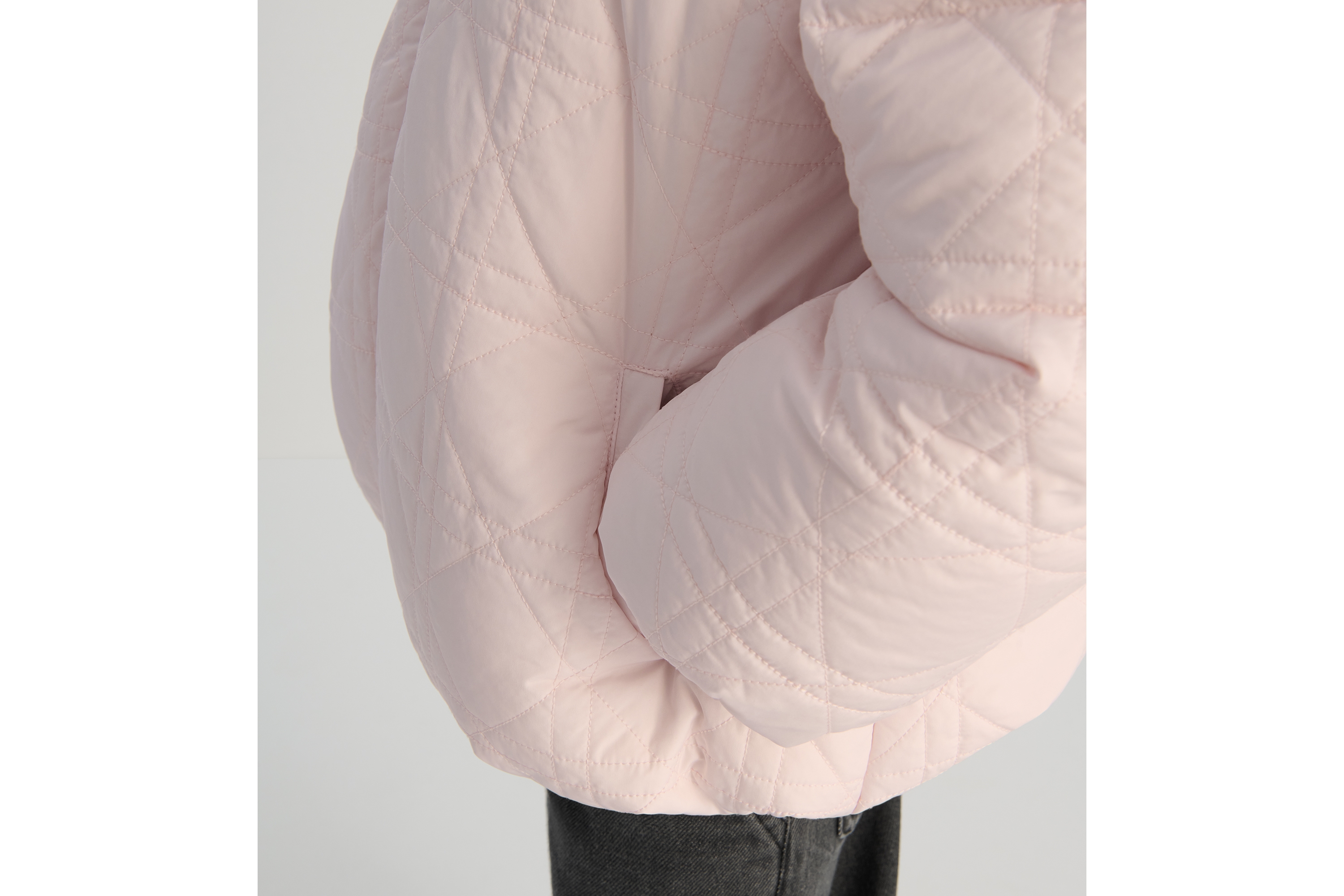 Look Kids' Hooded Down Jacket Pale Pink Cannage Technical Fabric E04