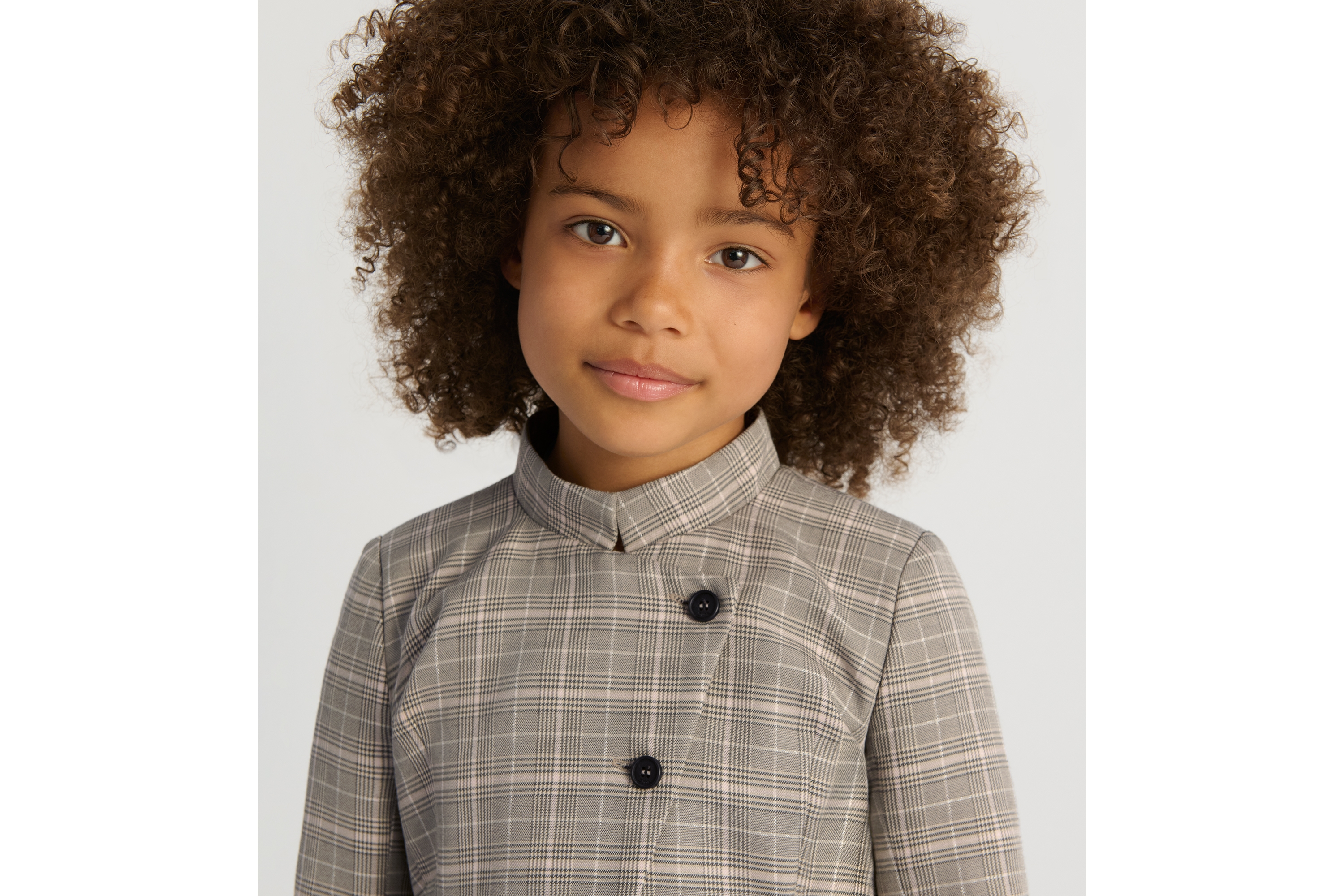 Look Kids' Bar Jacket Gray, Pink and Silver-Tone Wool Blend with Prince of Wales Motif E02