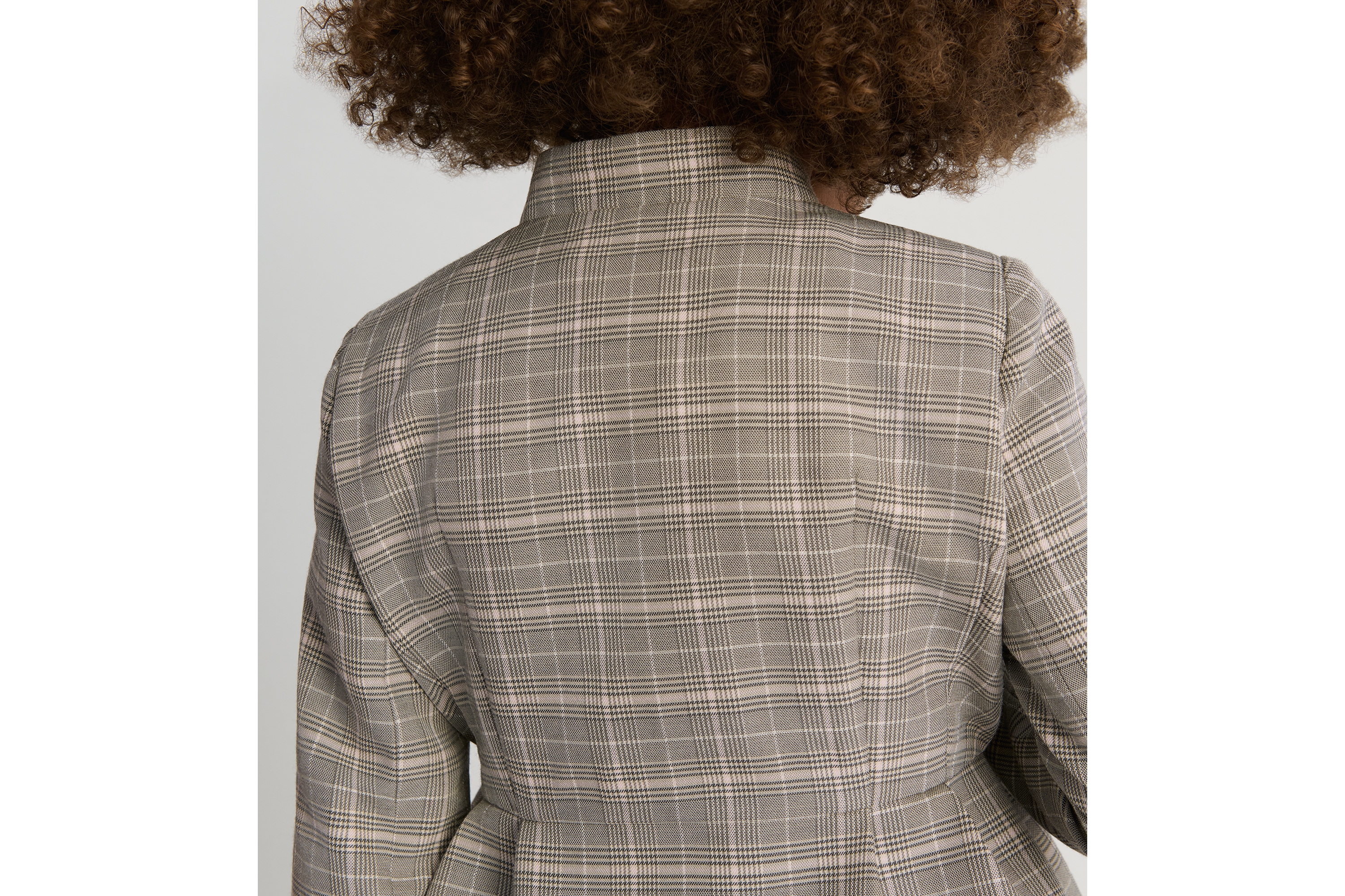 Look Kids' Bar Jacket Gray, Pink and Silver-Tone Wool Blend with Prince of Wales Motif E04