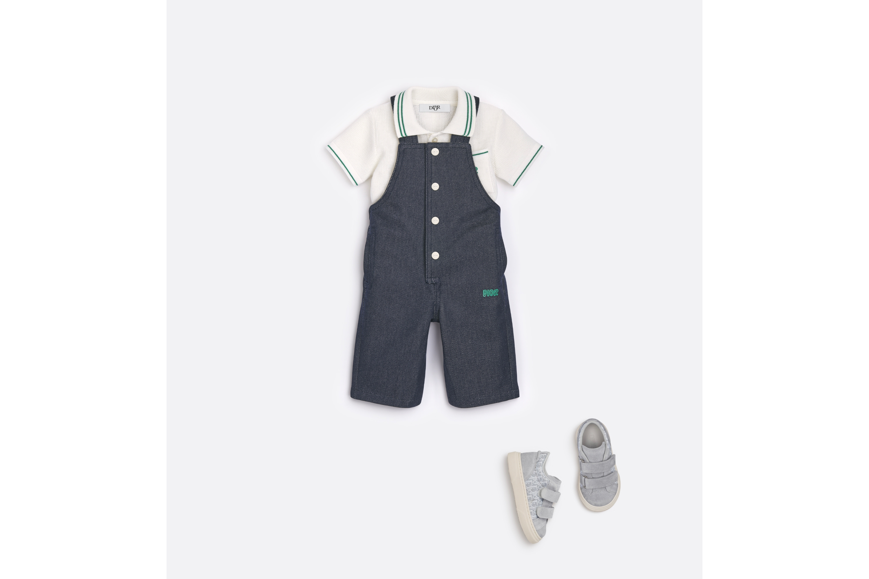 Baby Overalls Dark-Wash Blue Denim-Effect Cotton Gabardine | DIOR