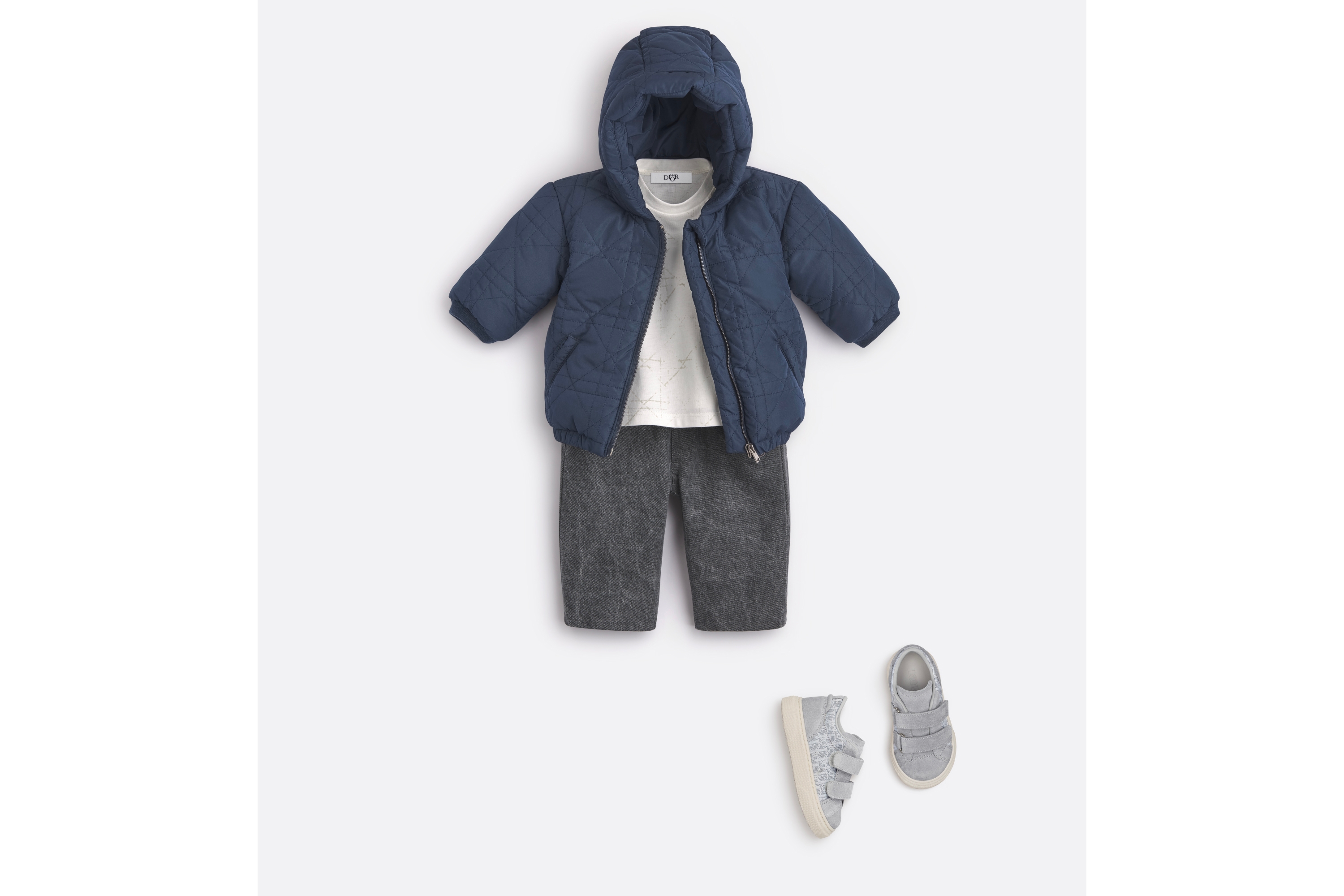 Look Baby Hooded Down Jacket Navy Blue Cannage Technical Fabric E08