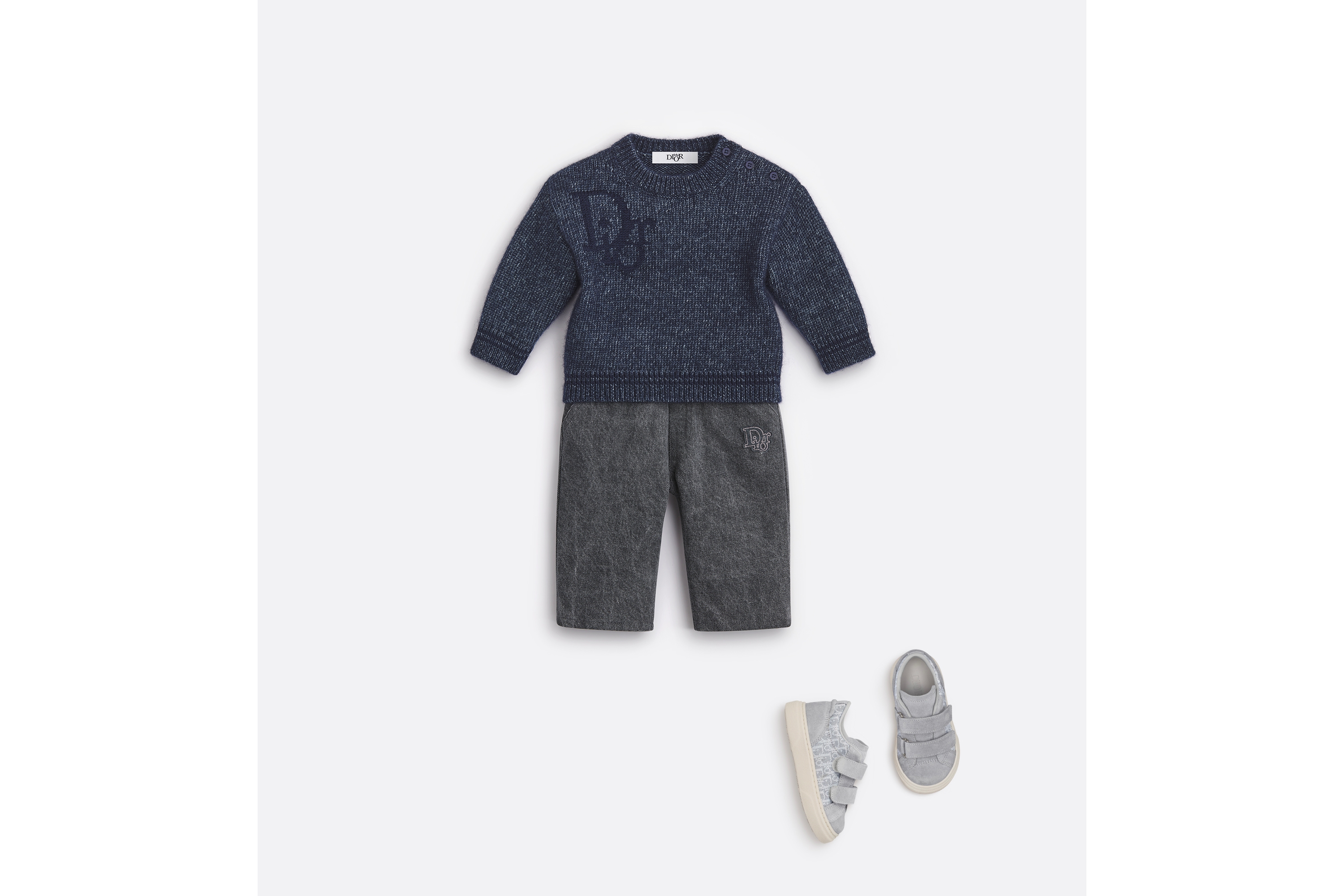 look_image_alt_prefix Pullover für Babys Strick aus Baumwoll-, Woll- und Alpakawollmouliné in Marineblau E08