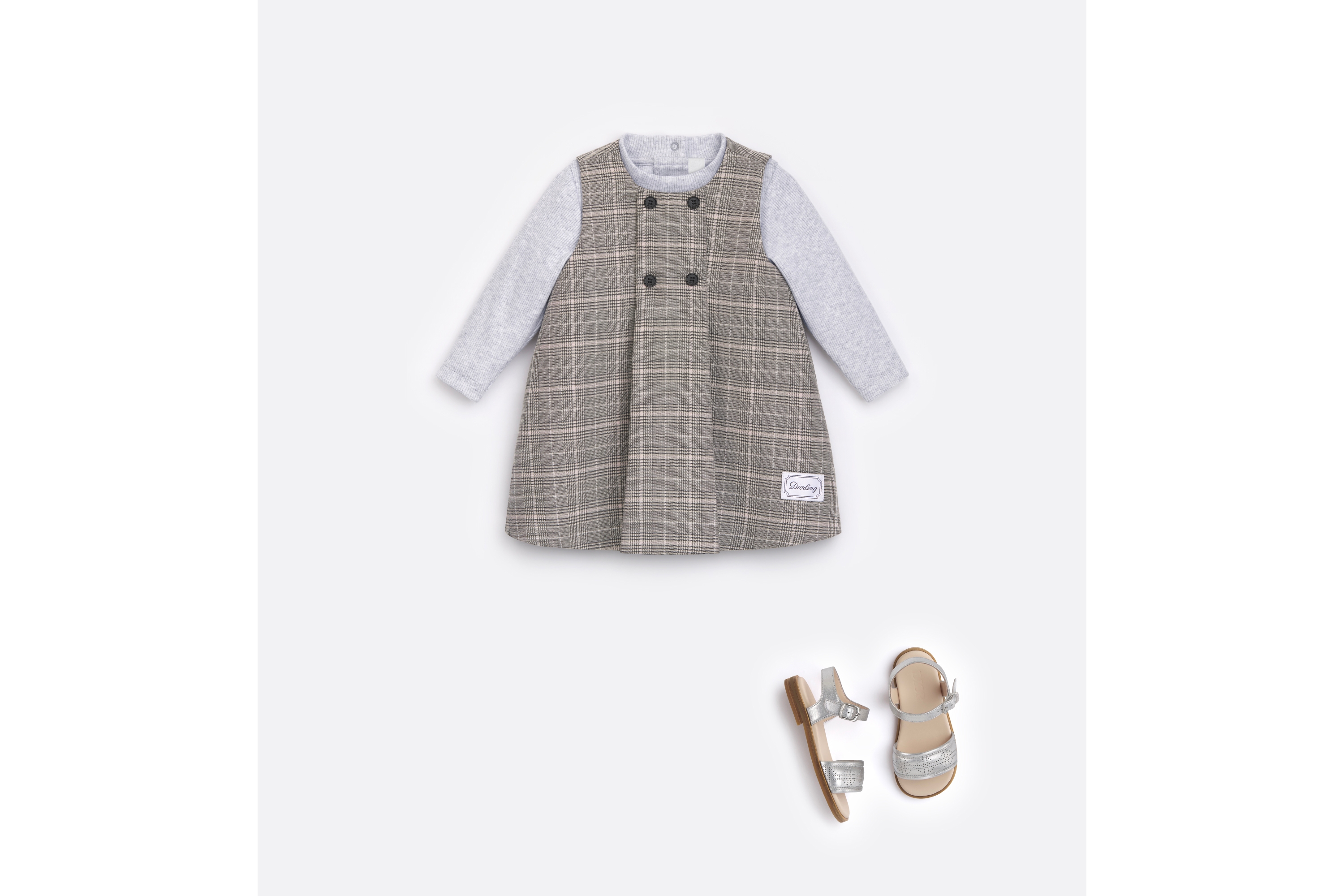 Dior Baby シャツ　6A Baby Long-Sleeved T-Shirt Heathered Gray Ribbed Cotton