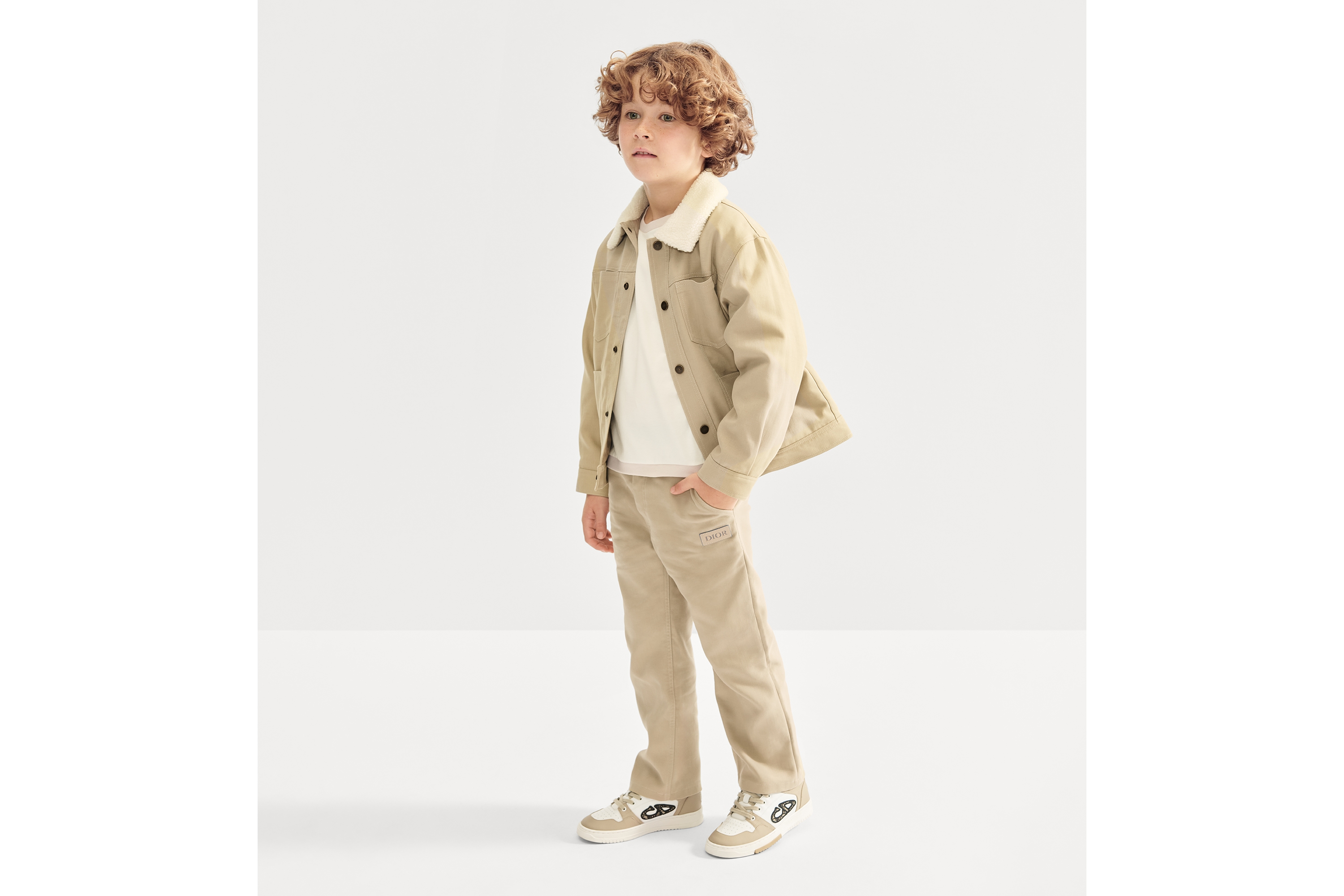 Jacke für Kinder Gabardine aus Baumwollmischung in Beige E01