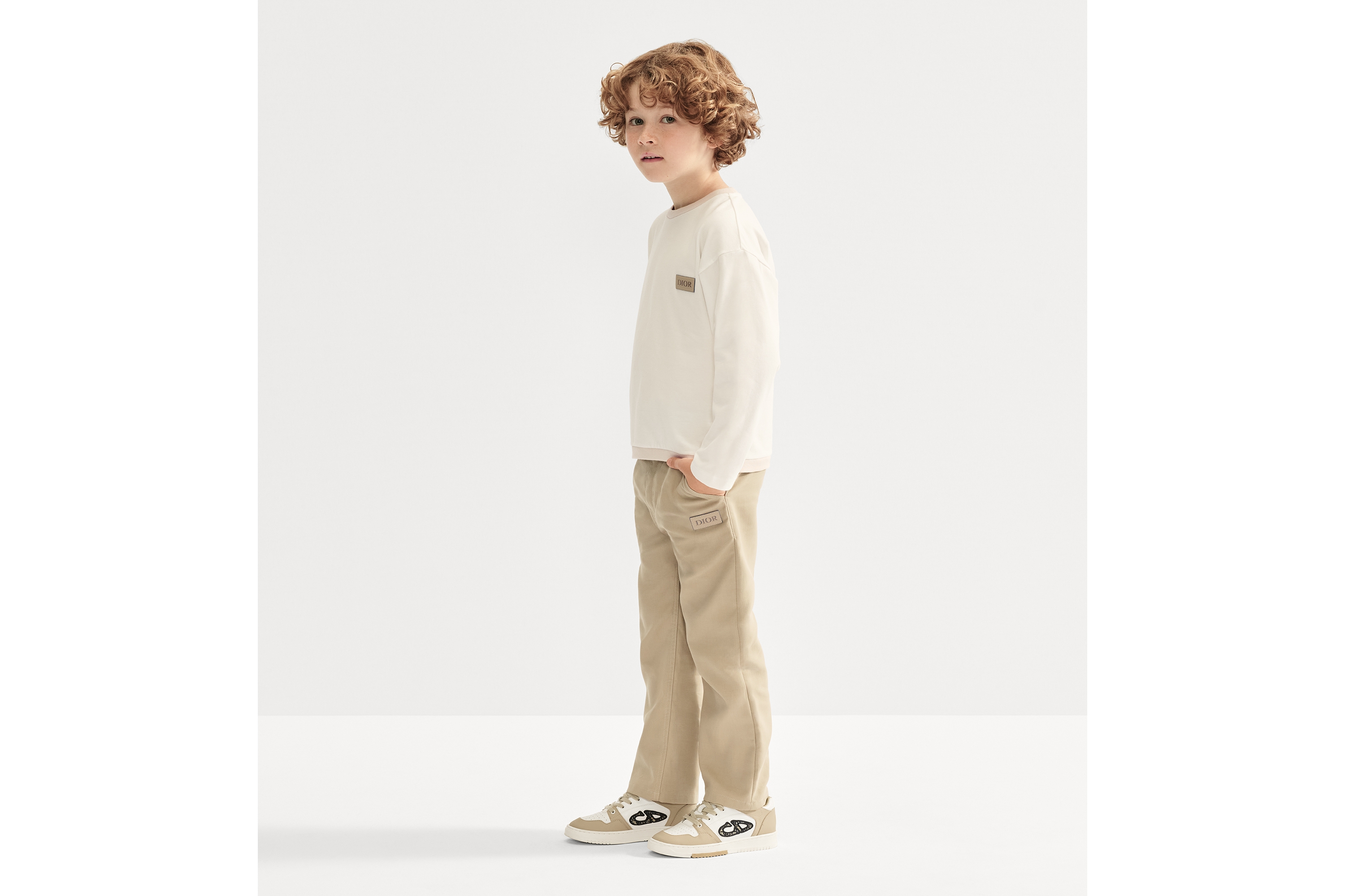 Kids' Long-Sleeved T-Shirt Ivory Cotton Jersey E07