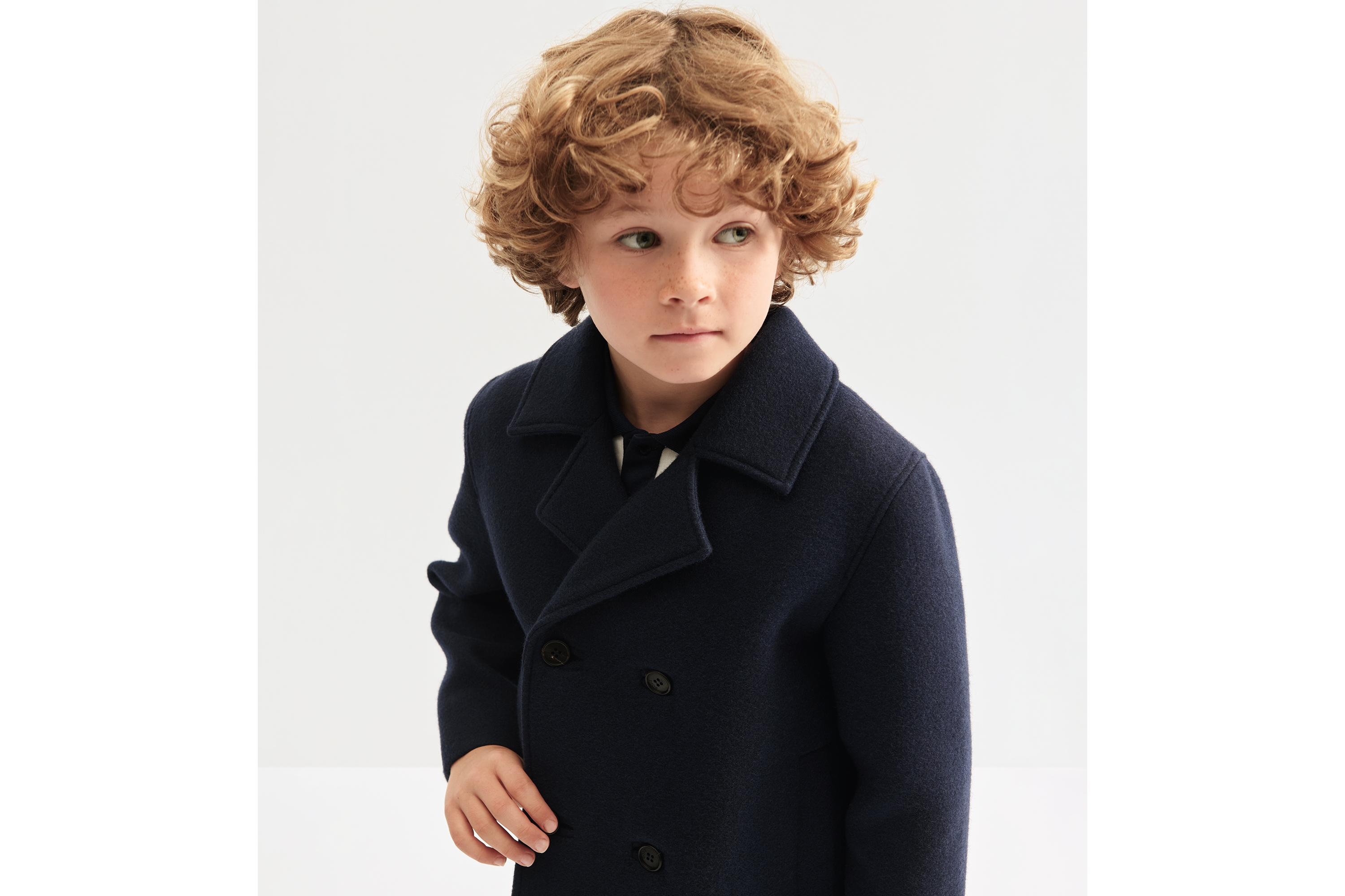 Cabanjacke für Kinder Alpakawolle in Marineblau E02