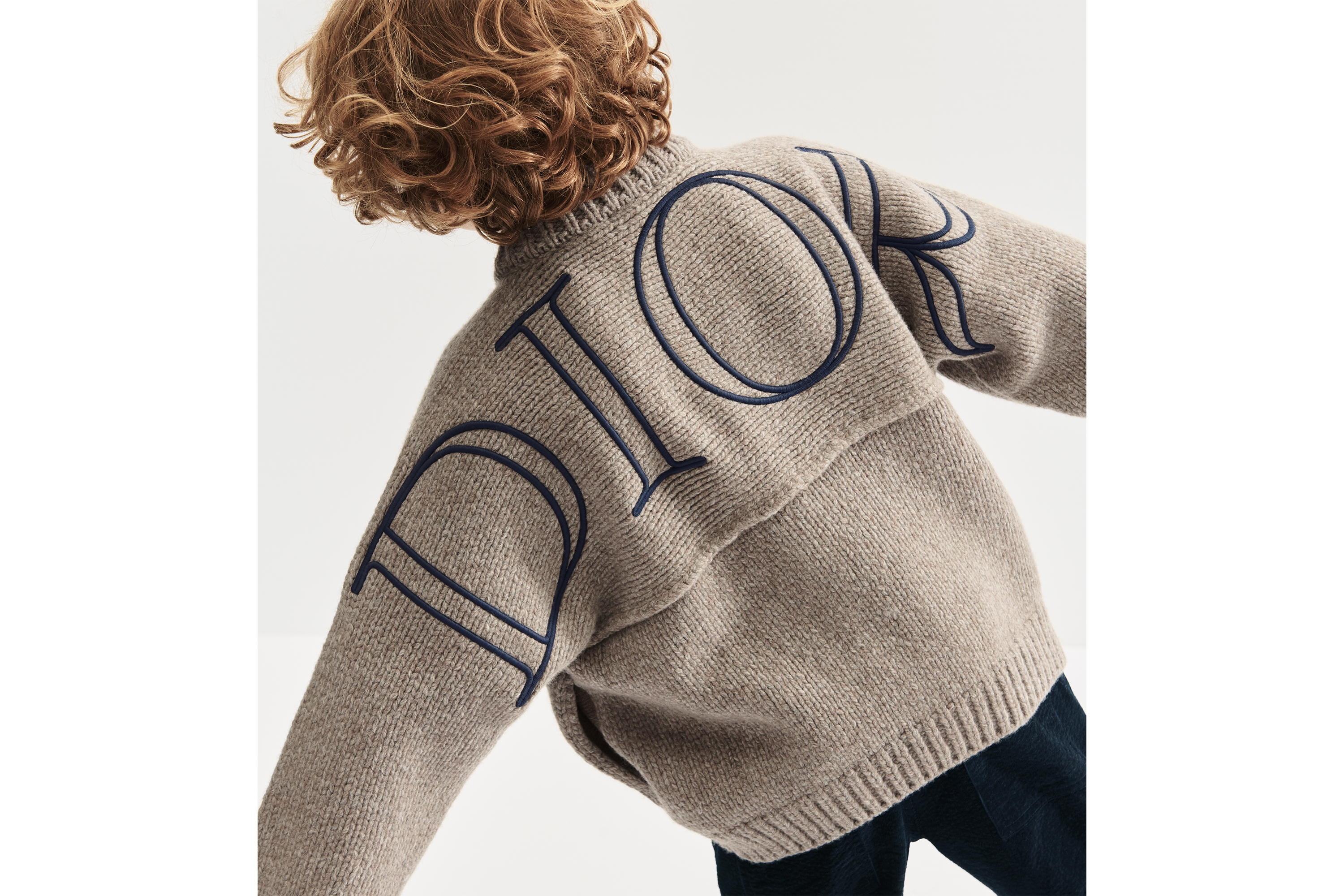 童裝外套 暖灰褐色羊毛和羊絨織物 E04