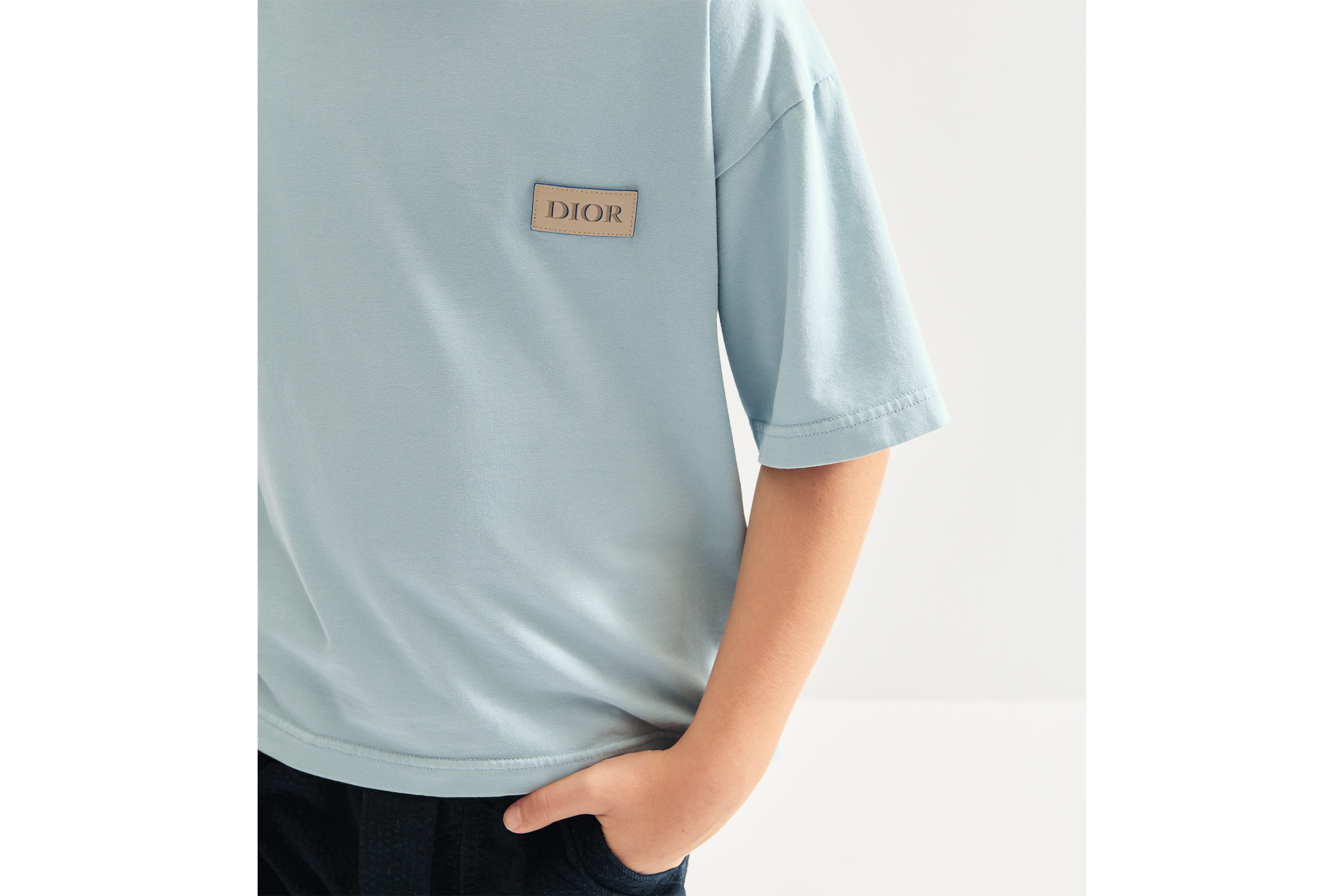 Kids' T-Shirt Stonewashed Blue Cotton Jersey E09