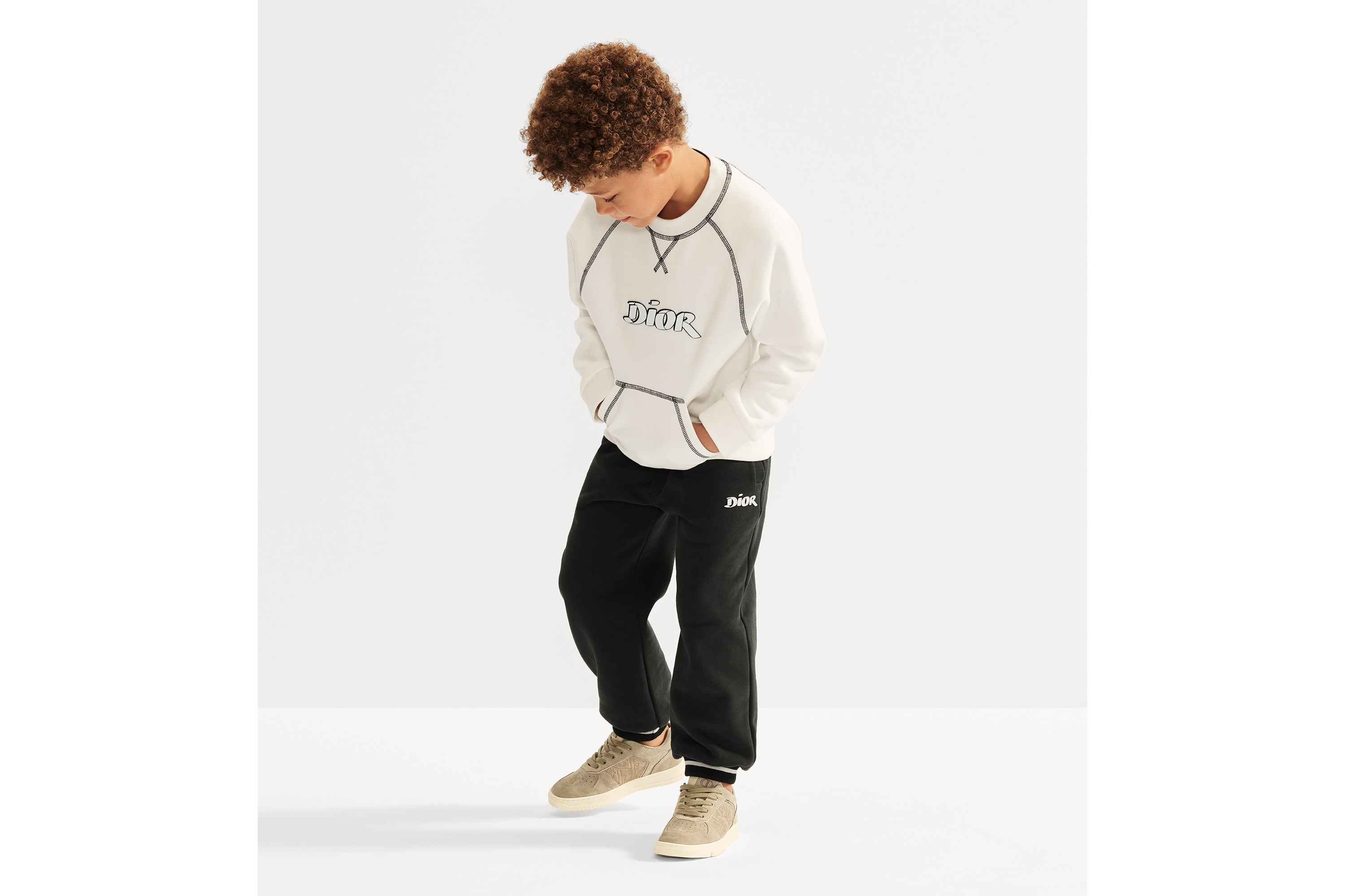 Kids' Sweatshirt Ivory Brushed Cotton Fleece | DIOR