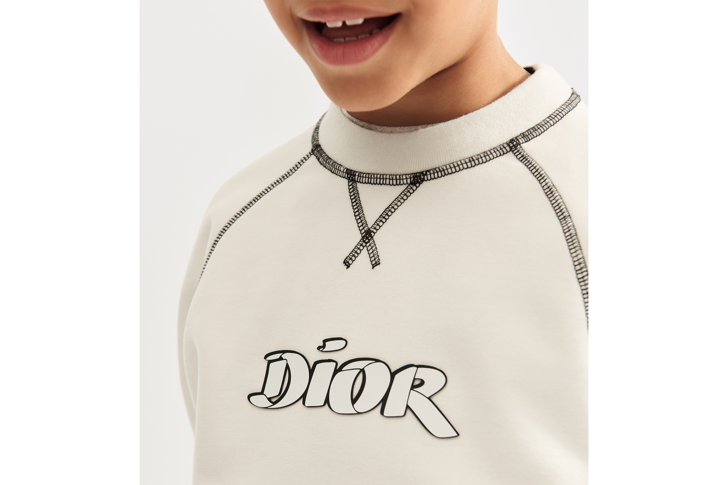 Look Sweatshirt enfant Molleton de coton gratté ivoire E23