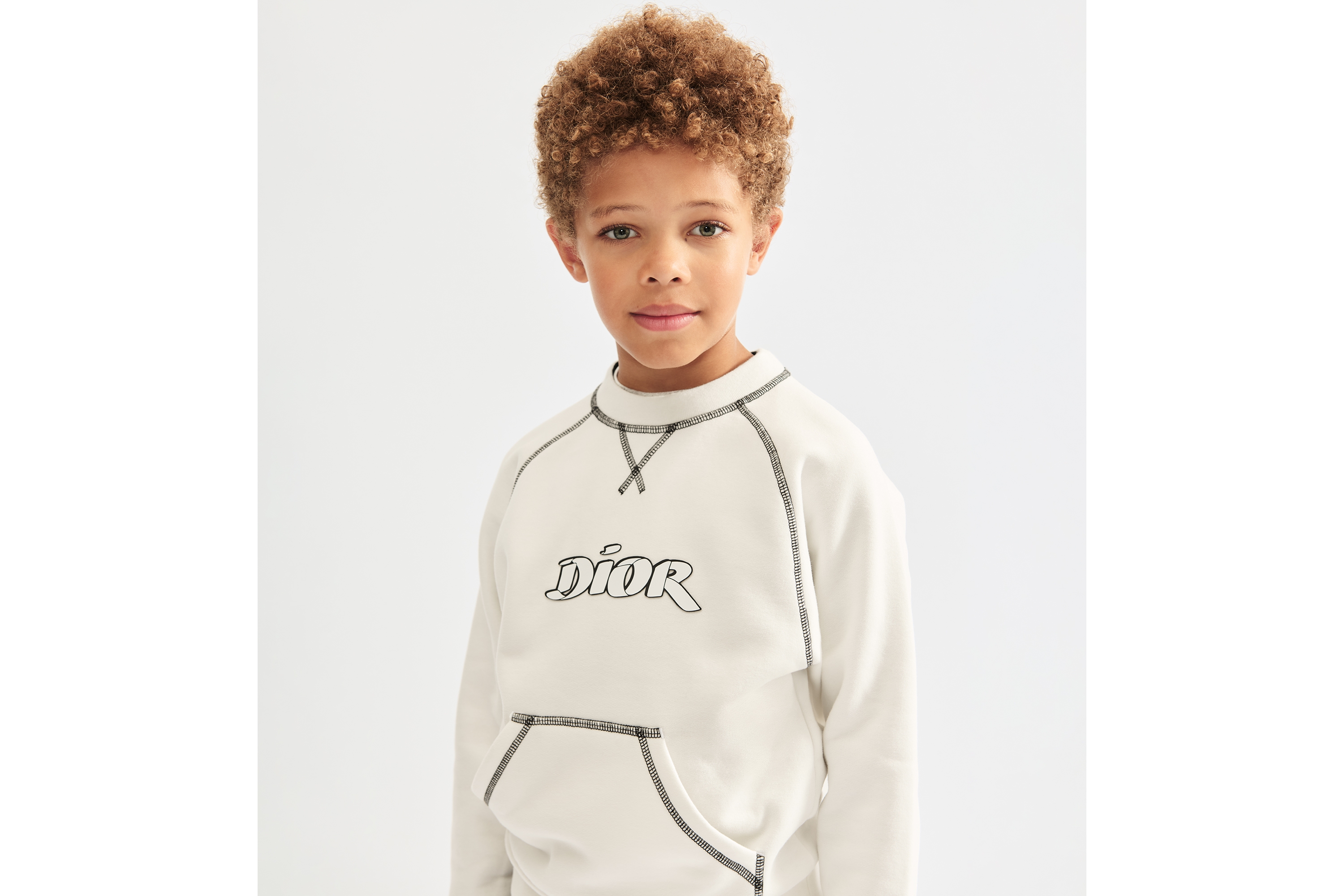 Kids' Sweatshirt Ivory Brushed Cotton Fleece | DIOR
