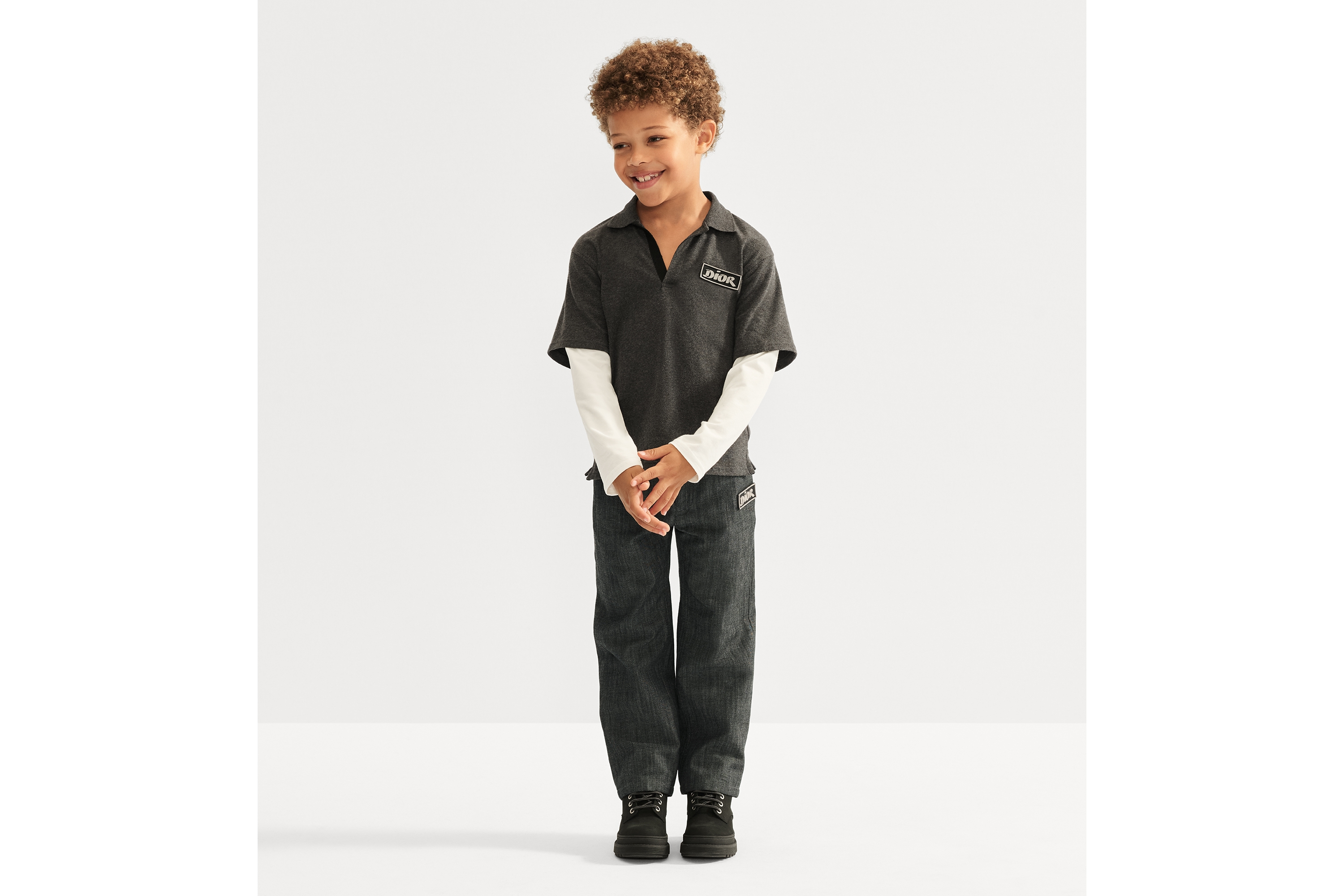 DIOR | キッズ ロングスリーブ ポロシャツ コットンジャージー