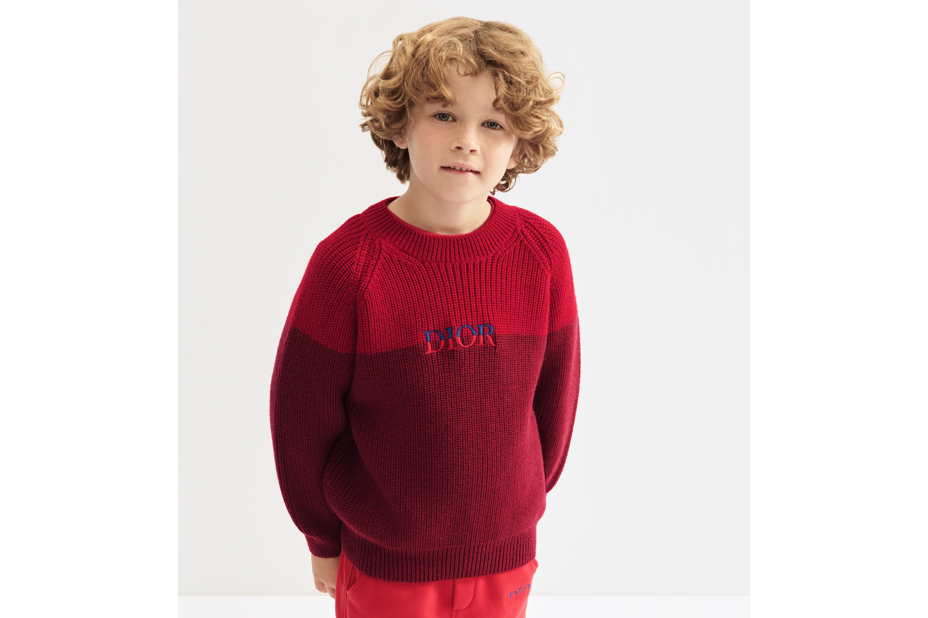Kids' Sweater Red and Deep Red Wool Knit E02