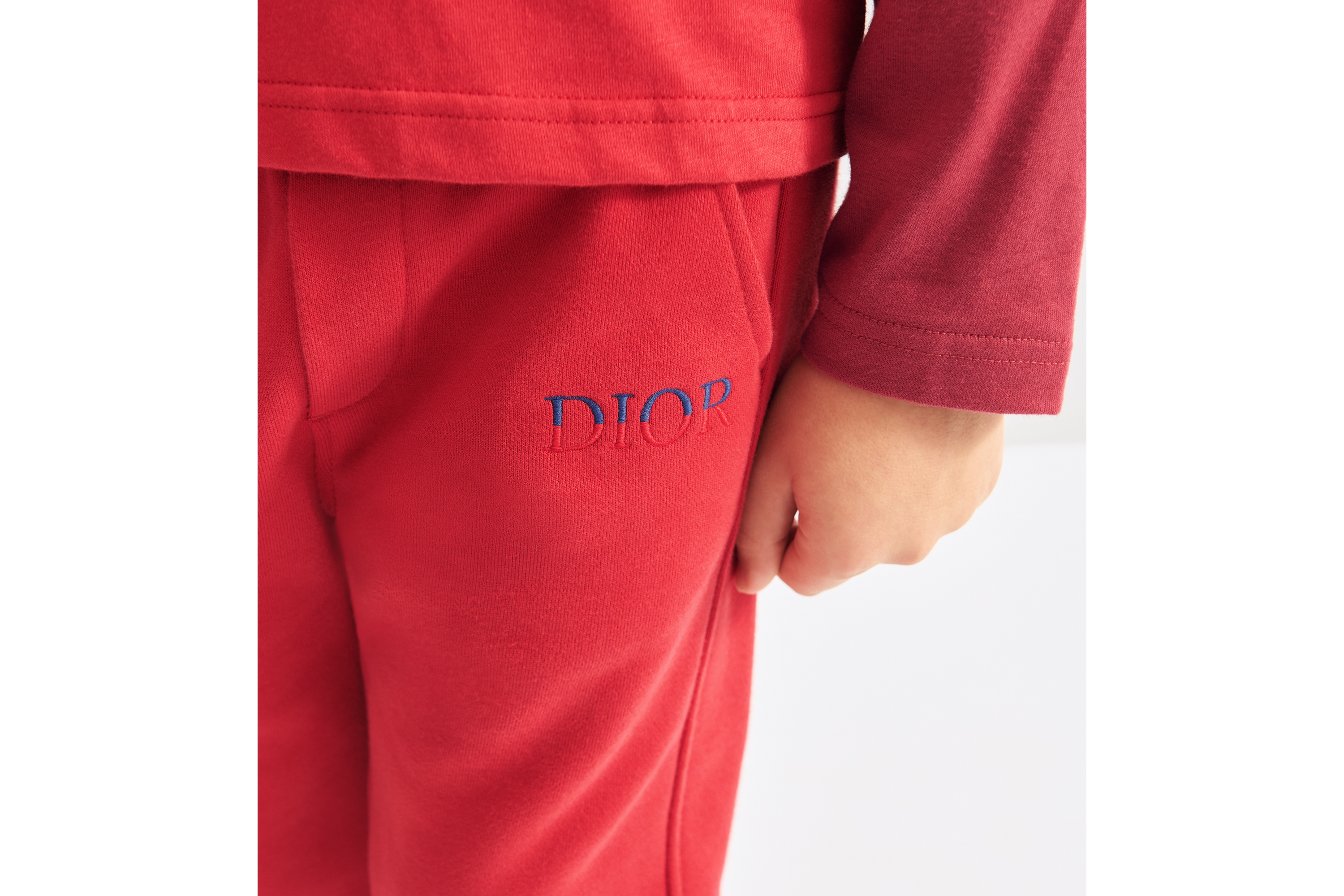 Kids' Track Pants Red Cotton Fleece E15