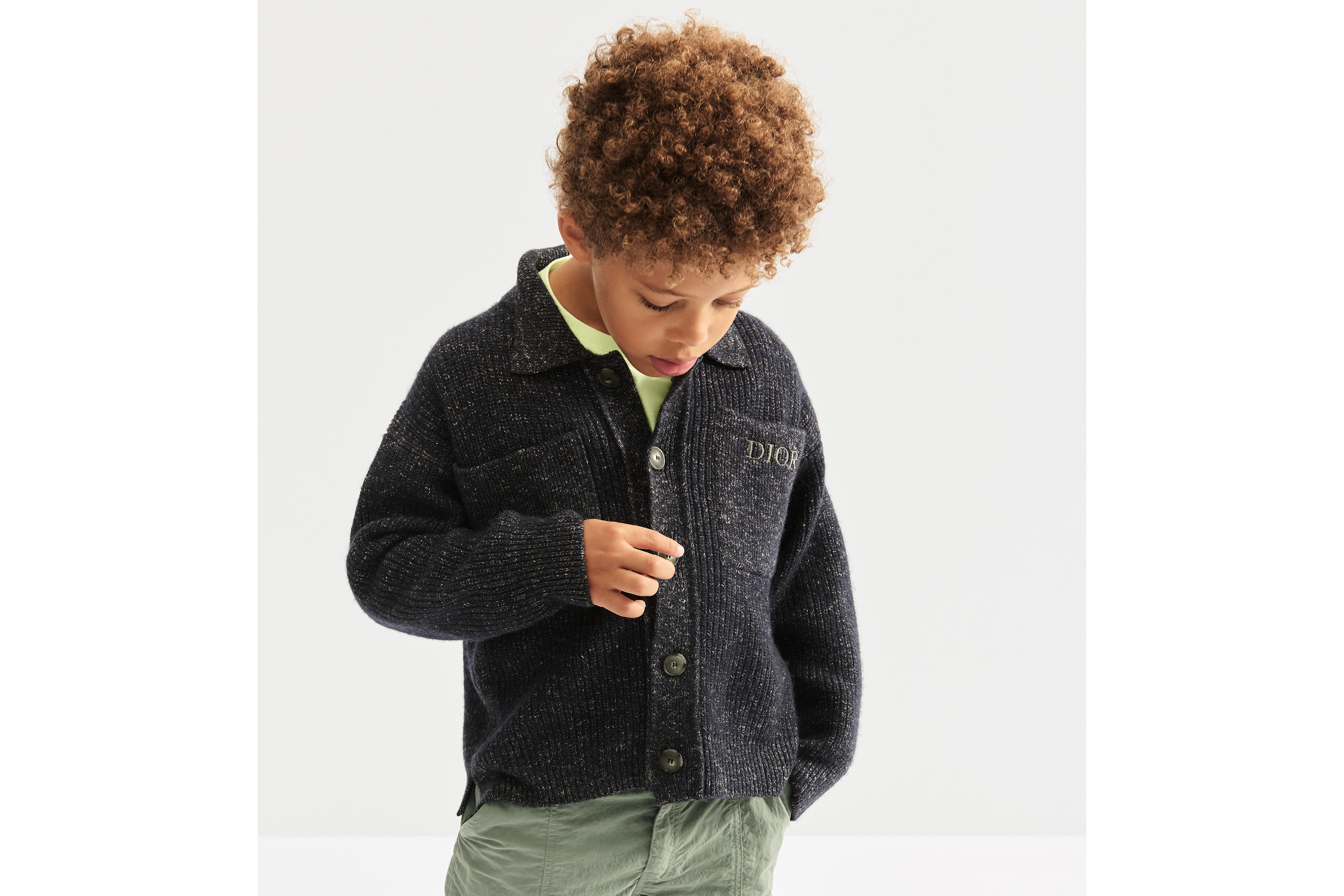 look_image_alt_prefix キッズ カーディガン ジャケット ウール & リネン ブレンド 杢ニット E02