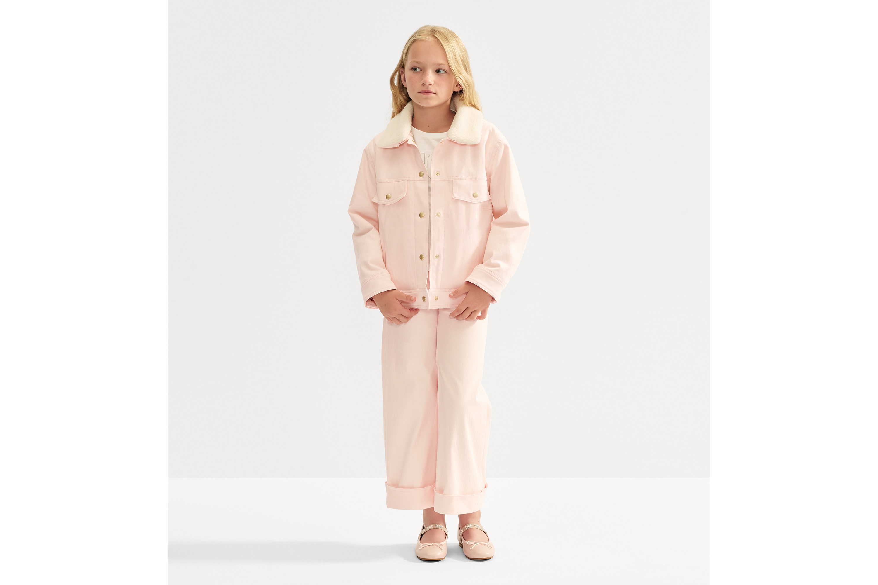 Look Kids' Jacket Pale Pink Cotton Gabardine E01