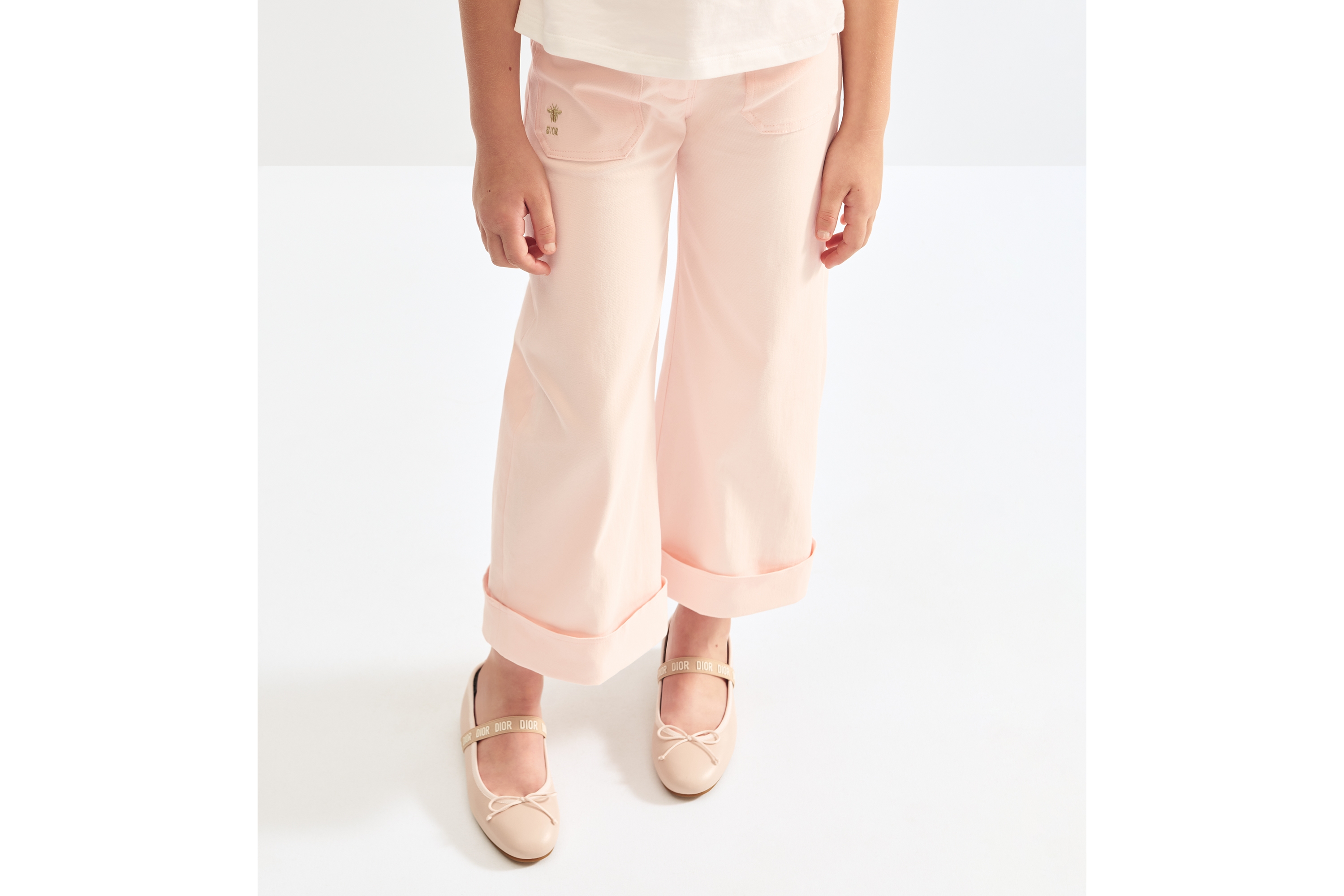 Look Pantalon ample enfant Gabardine de coton rose pâle E14