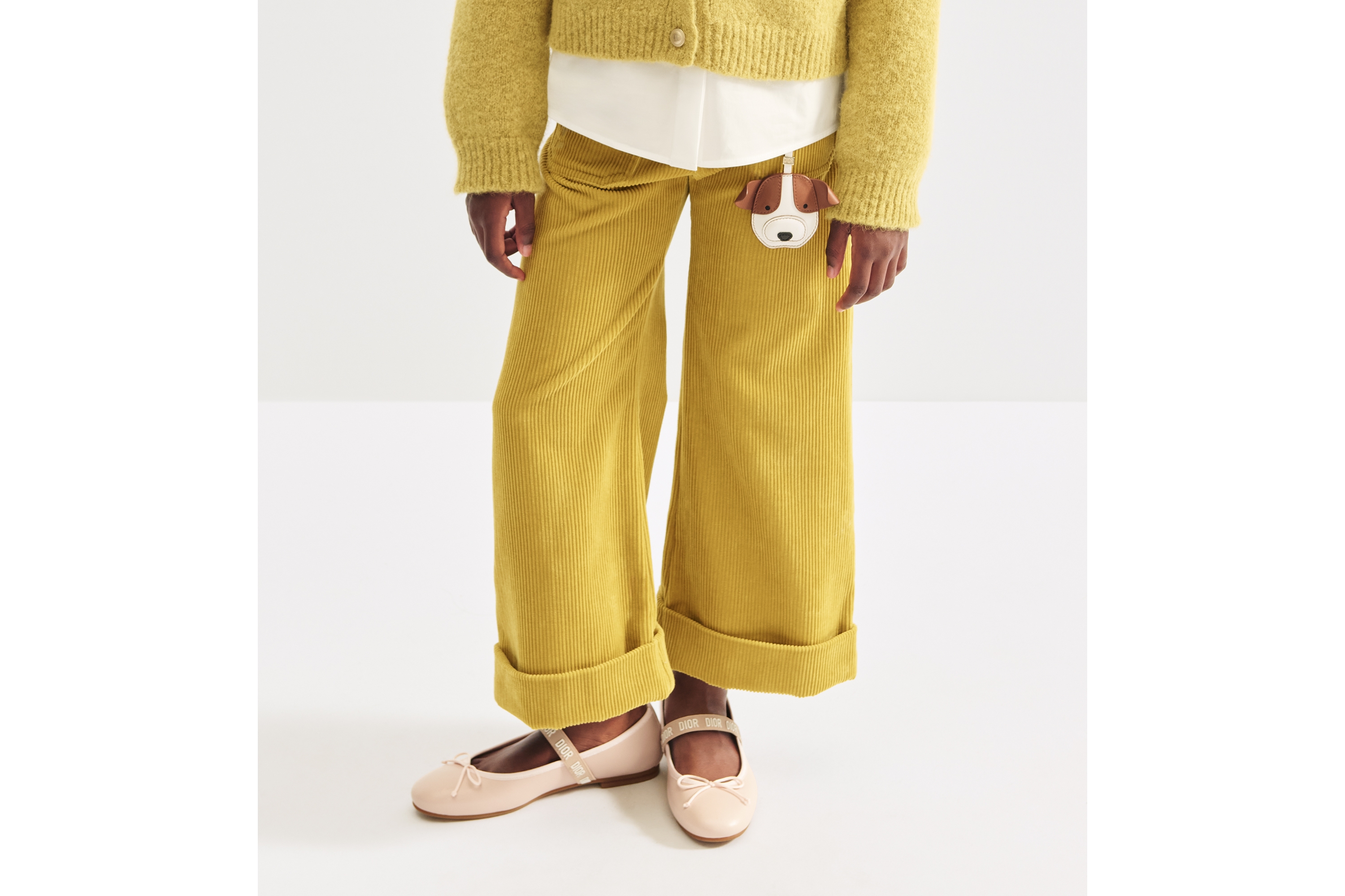 Hose mit weitem Hosenbein für Kinder Cord in Ocker E14