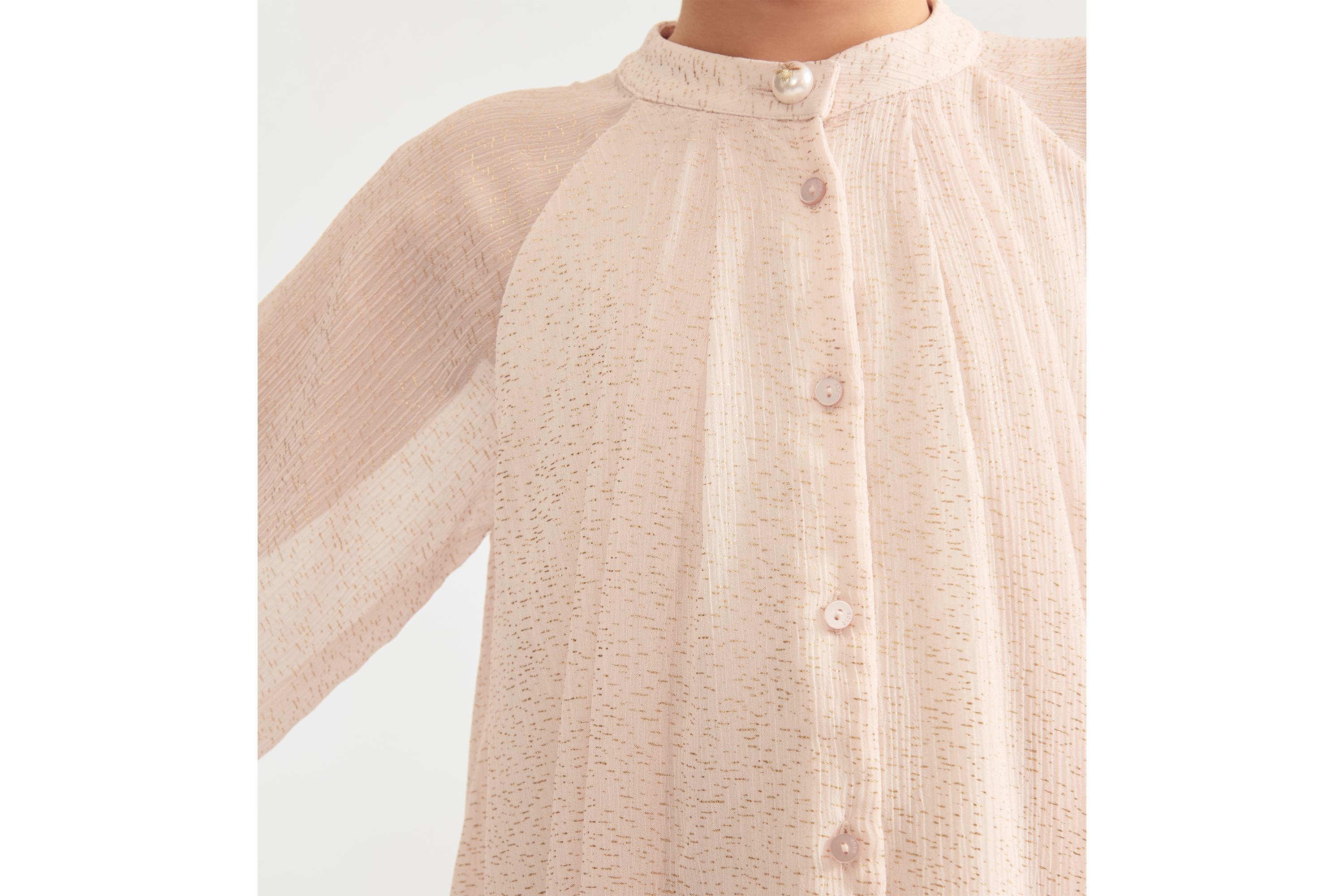 Look Kids' Flared Dress Pale Pink Crepe with Gold-Tone Sequins E09