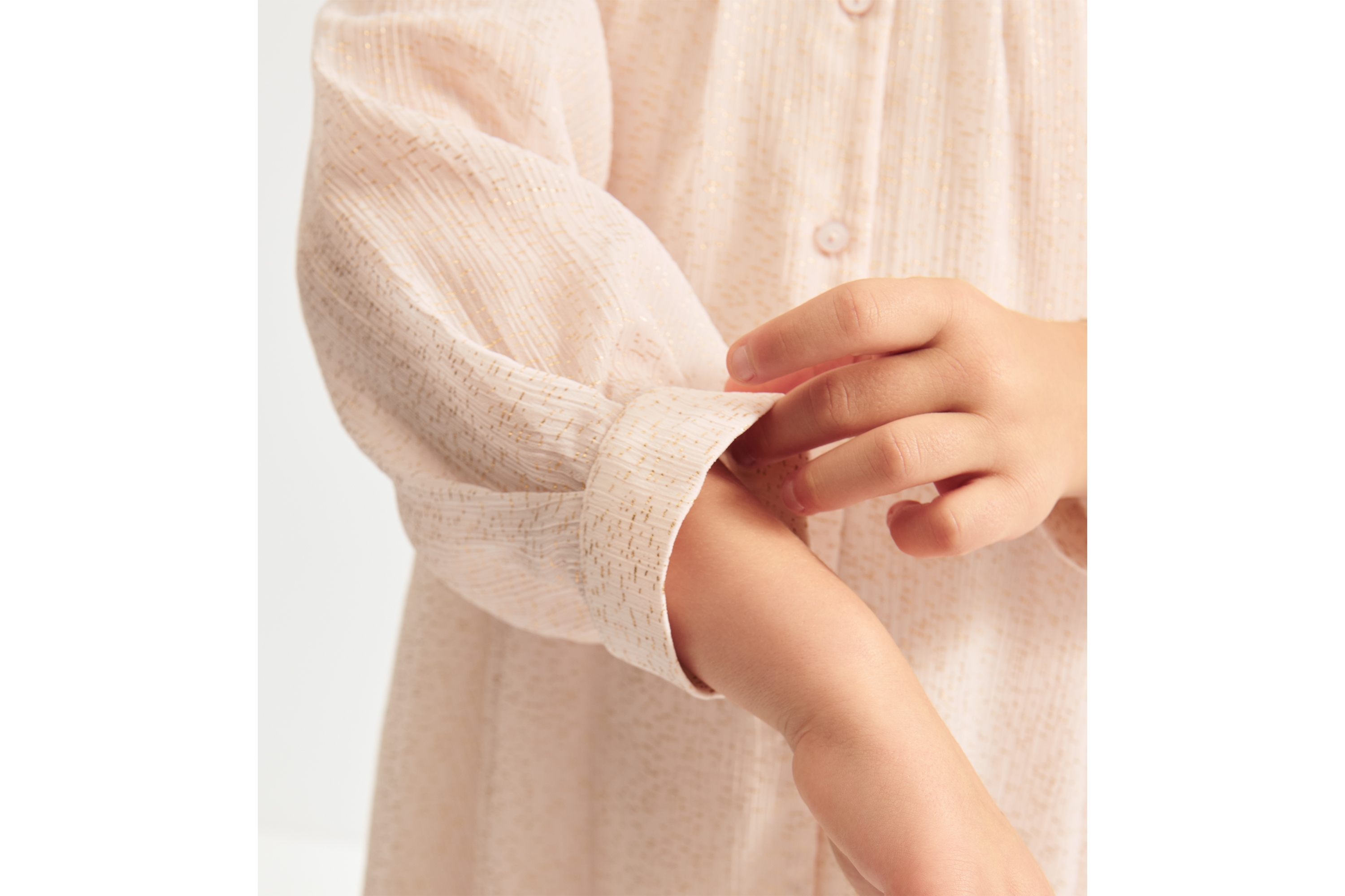 Look Kids' Flared Dress Pale Pink Crepe with Gold-Tone Sequins E11