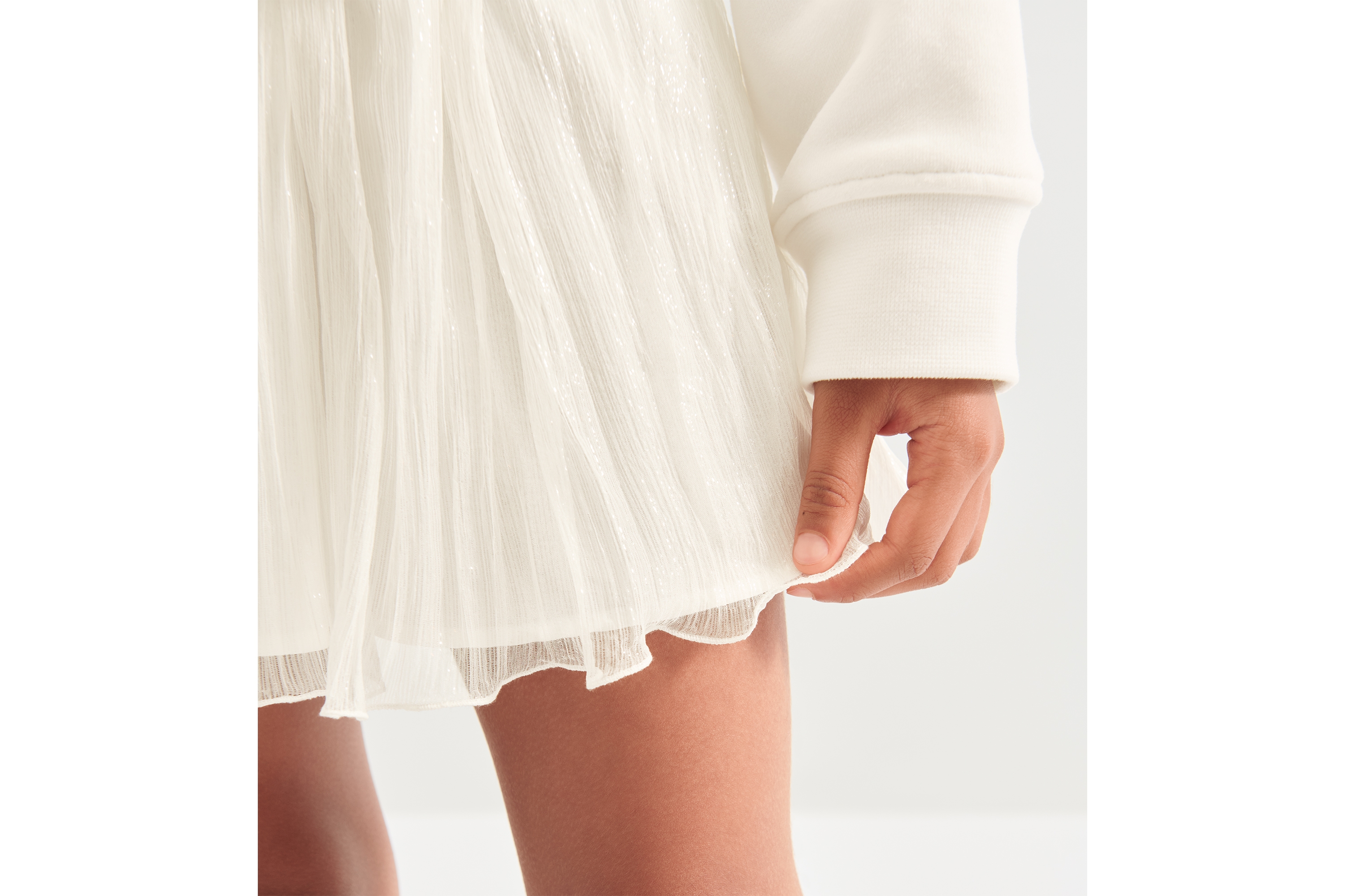 Look Kids' Flared Skirt Metallic Ivory Silk Chiffon E01