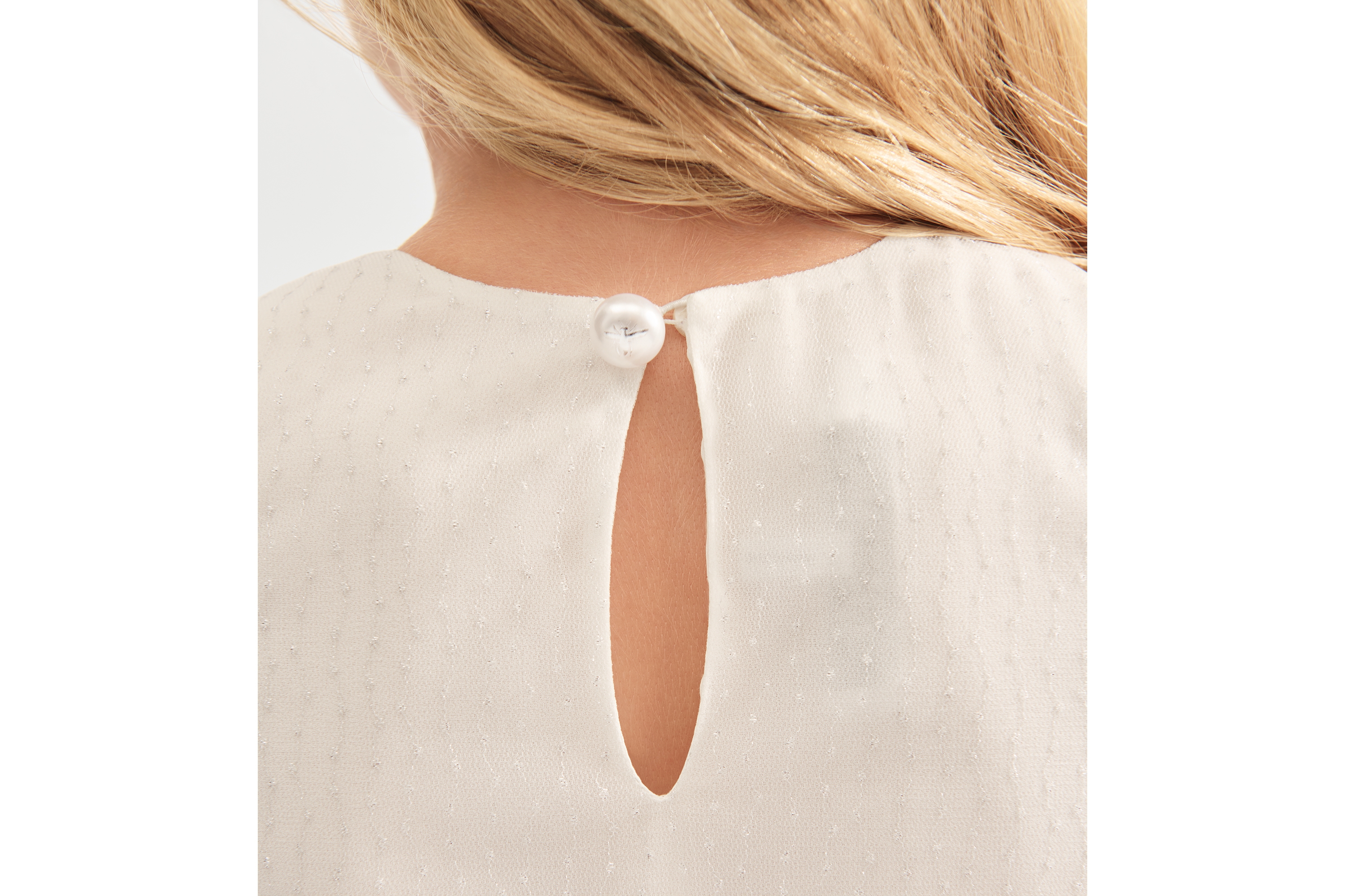 Uitlopende jurk voor kinderen Ivoorkleurige tule met zilverkleurige plumetis-look E09