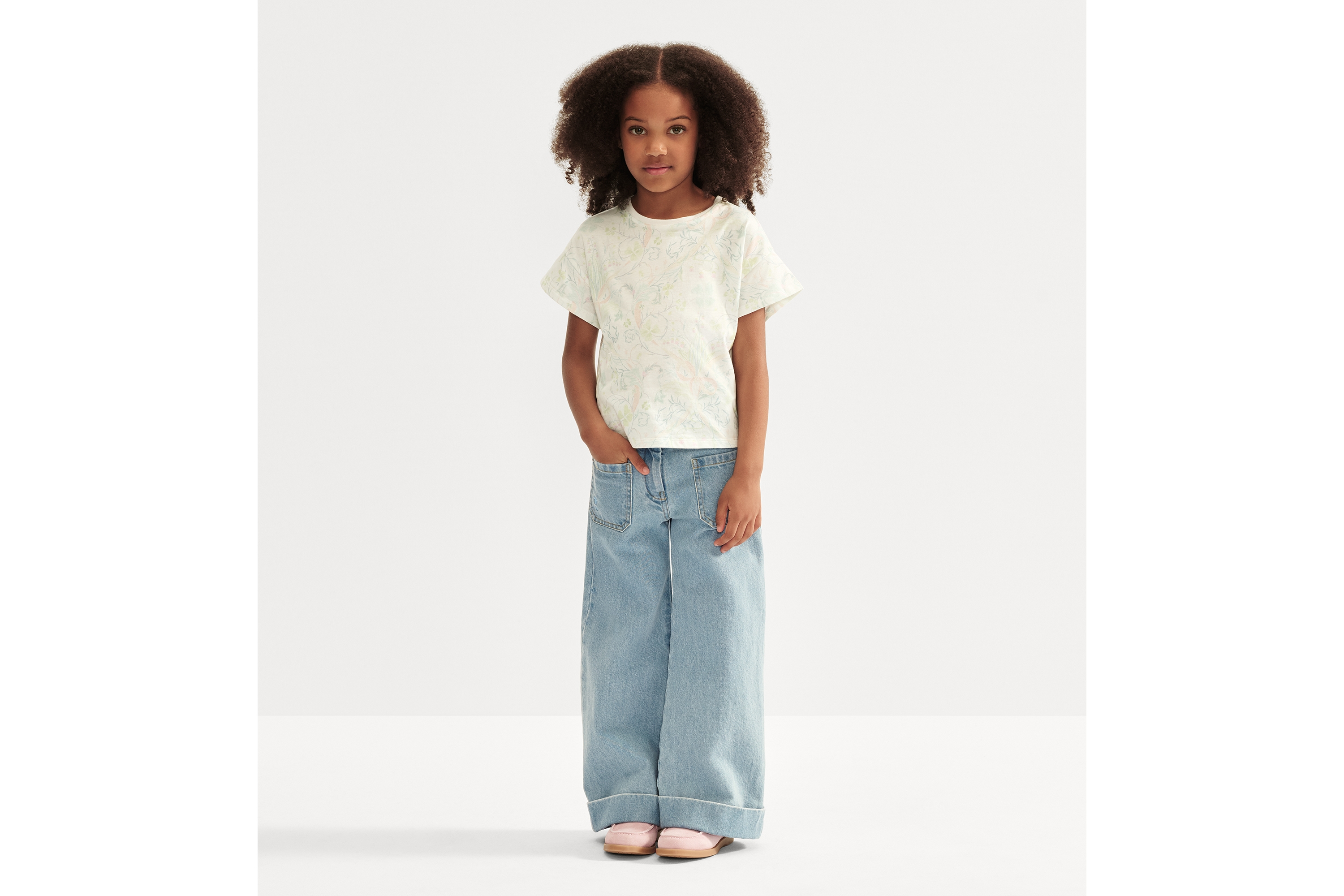 look_image_alt_prefix Hose mit weitem Hosenbein für Kinder Baumwolldenim in Blau E07