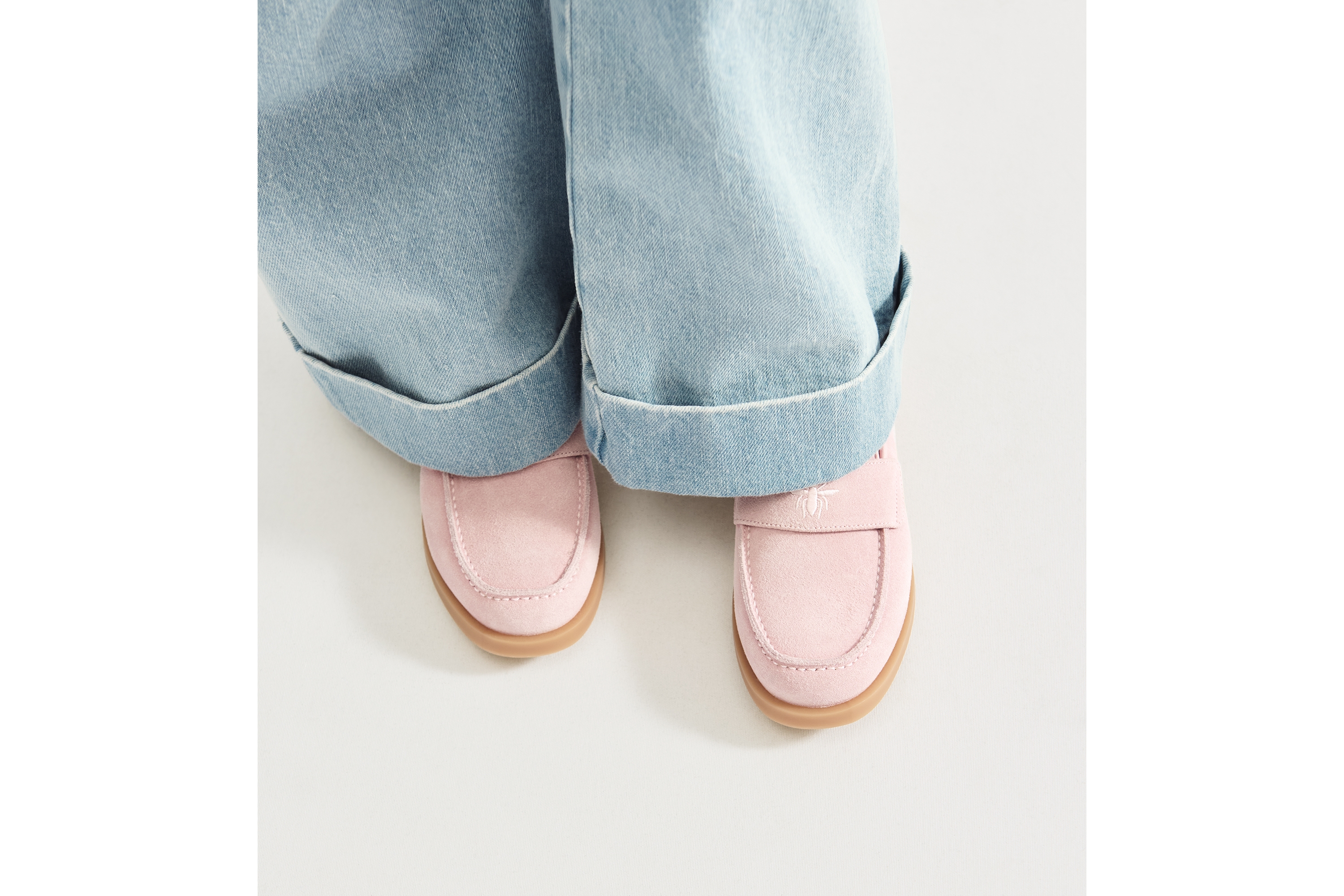 Mocassin enfant Suède rose pâle E23