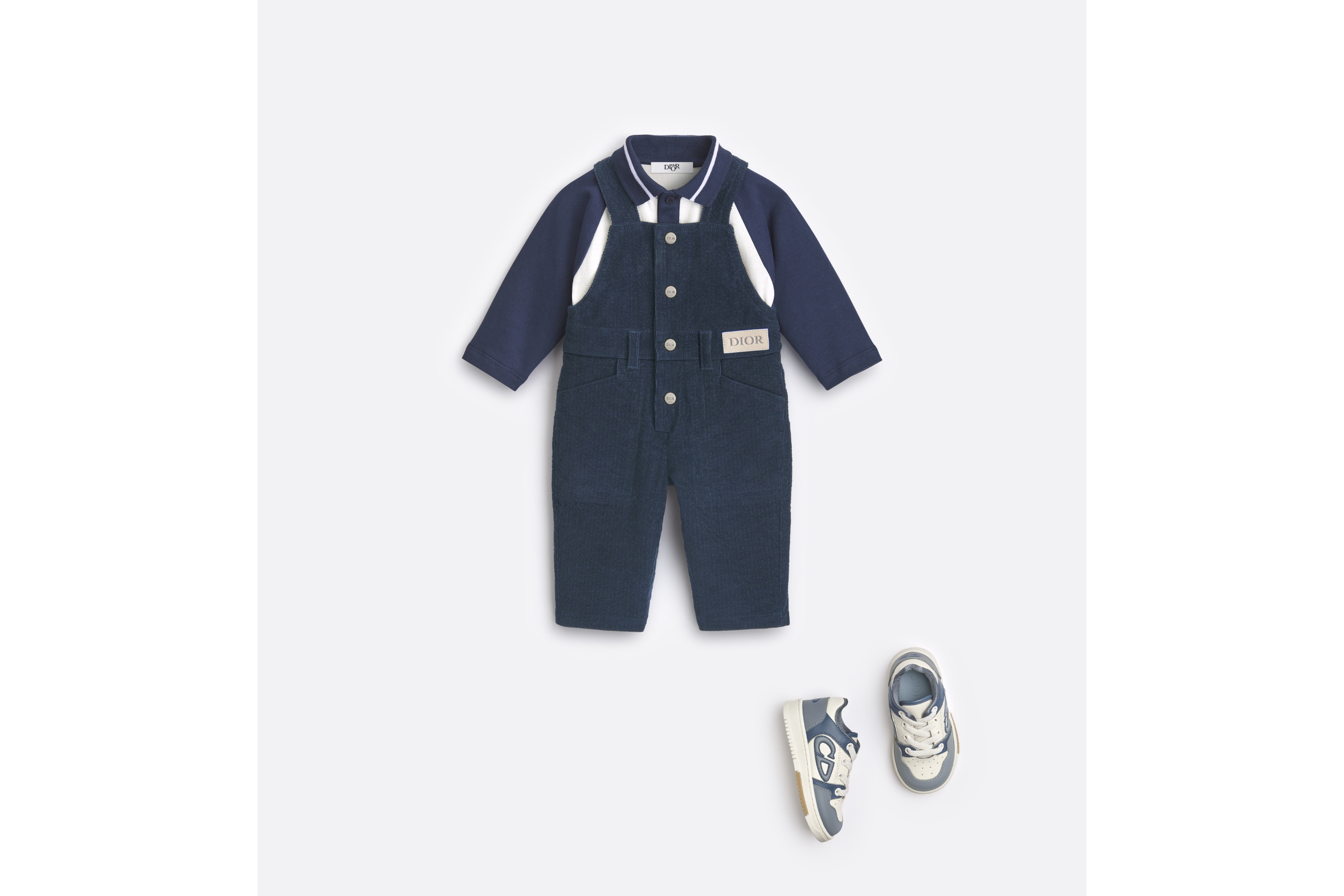 Baby Overalls Blue Cotton Corduroy E08