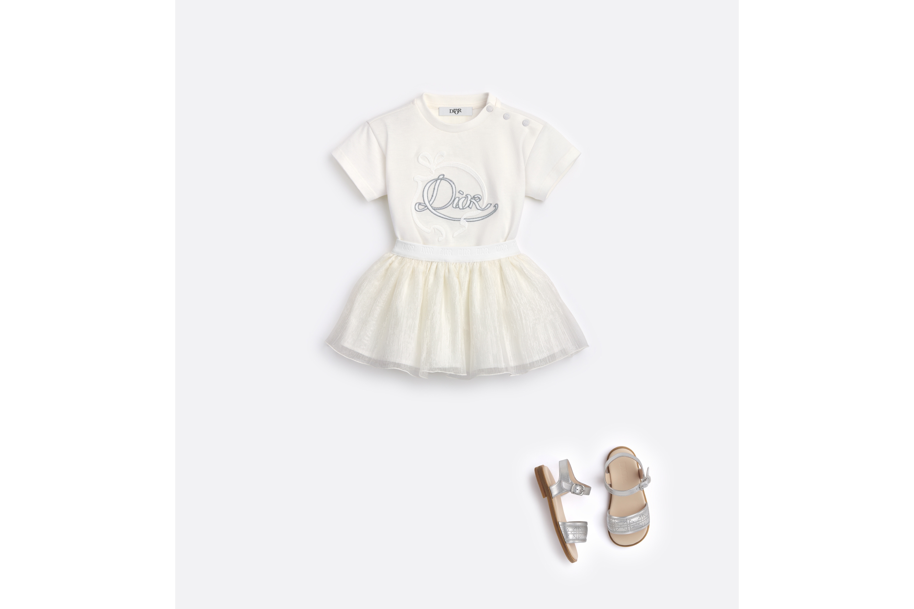 Look Baby Sandal Silver-Tone Cannage Calfskin E08