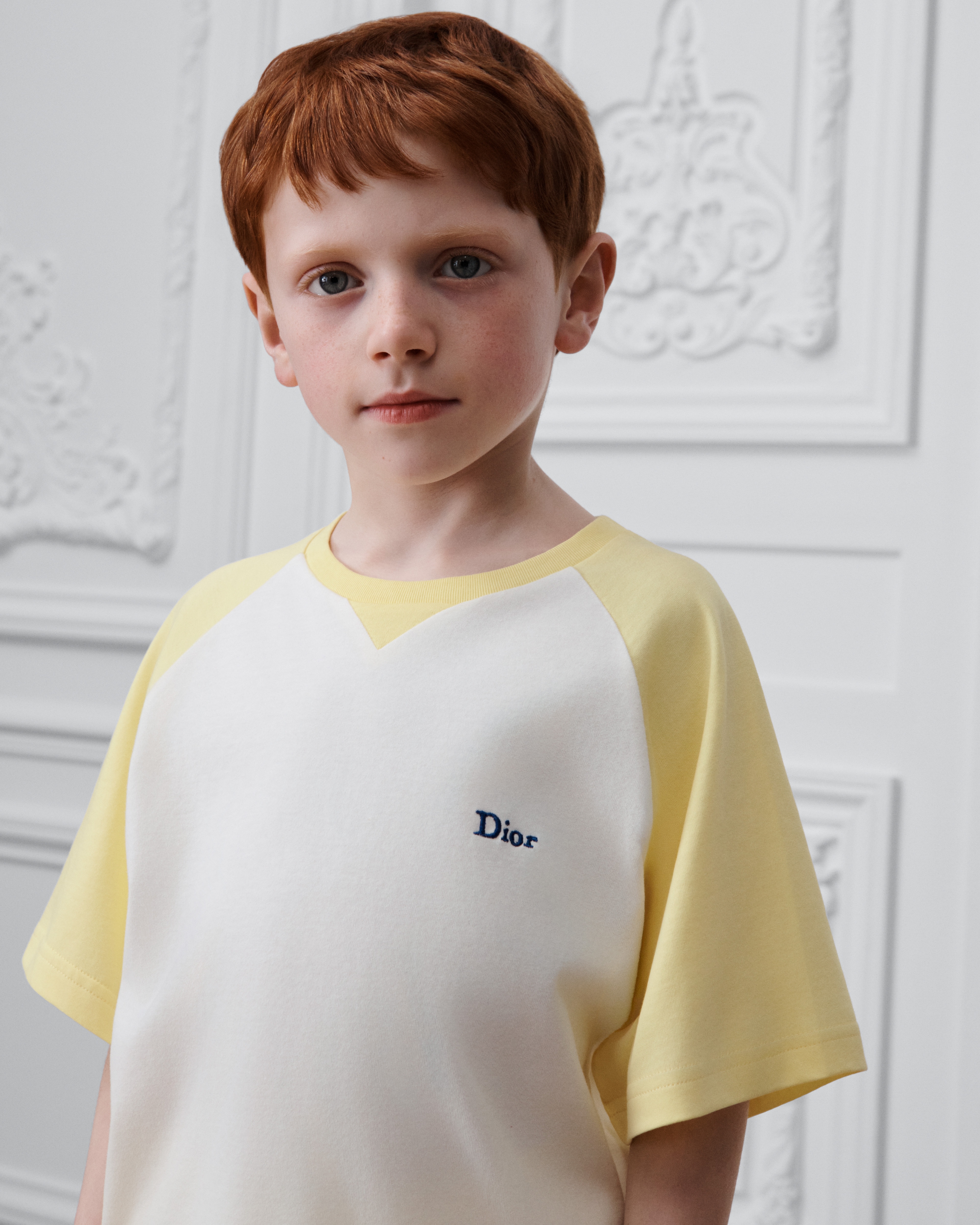 Kids' T-Shirt Ivory and Yellow Cotton Jersey E08