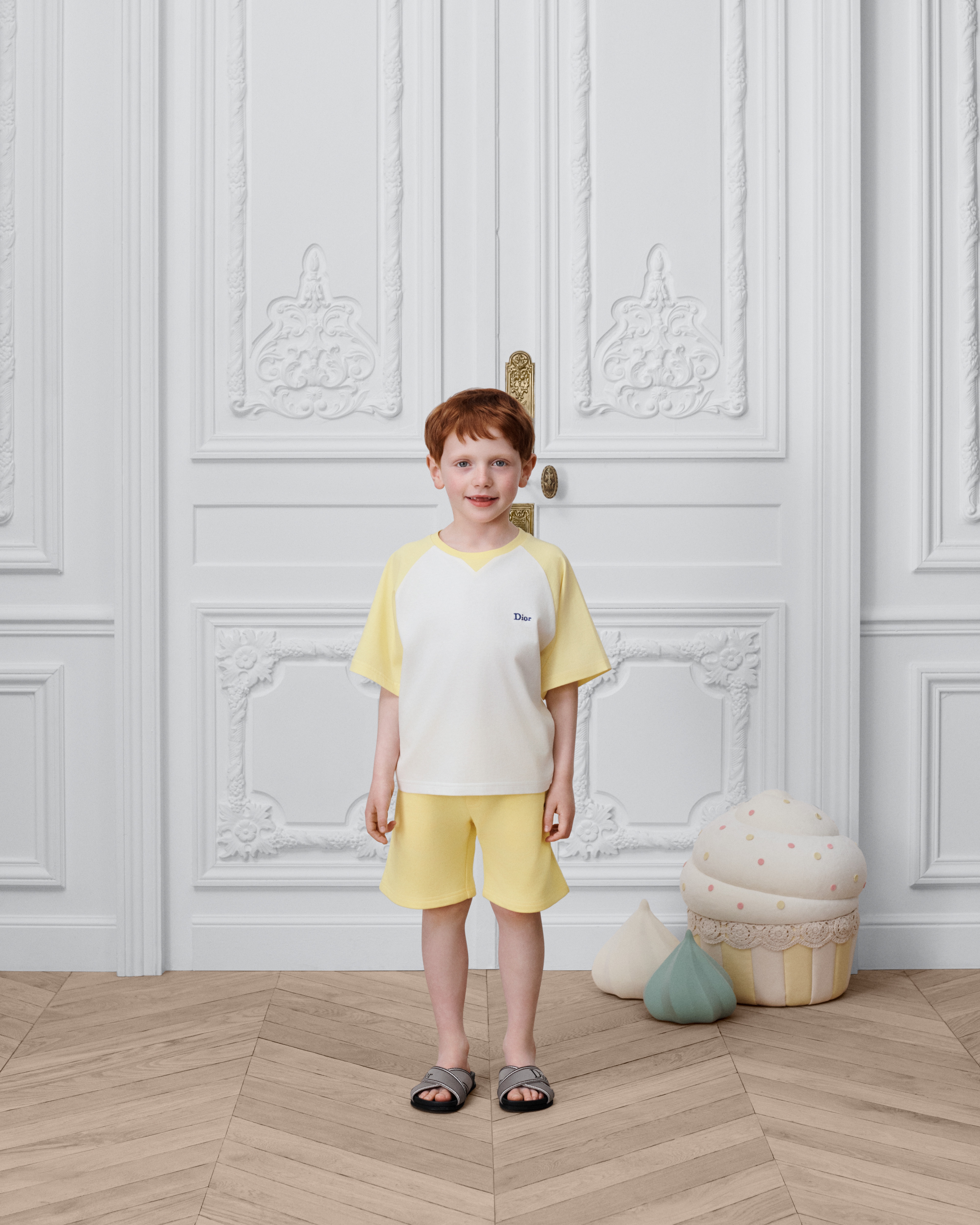 Short de jogging enfant Molleton de coton jaune E13